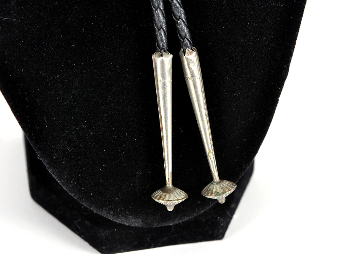 Nakai Signed Men's Silver and Turquoise Bolo Tie