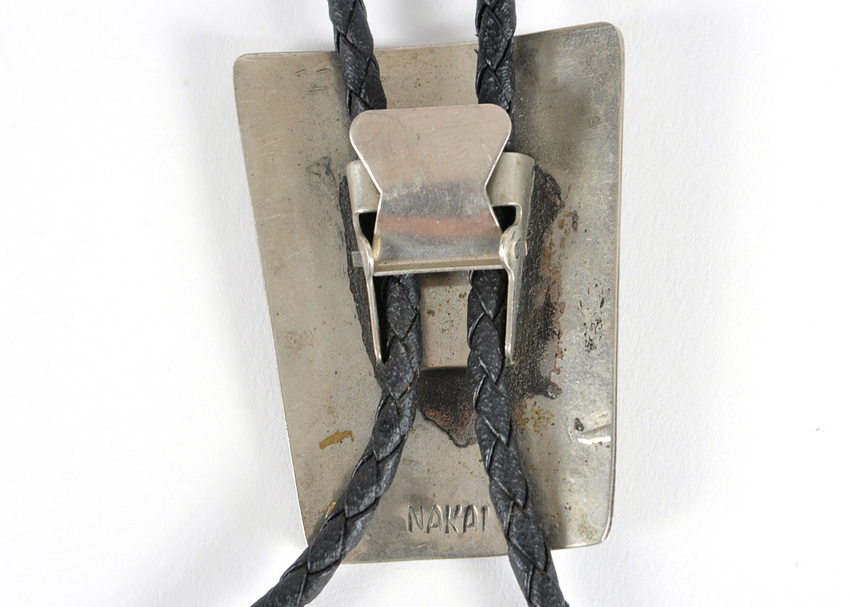 Nakai Signed Men's Silver and Turquoise Bolo Tie