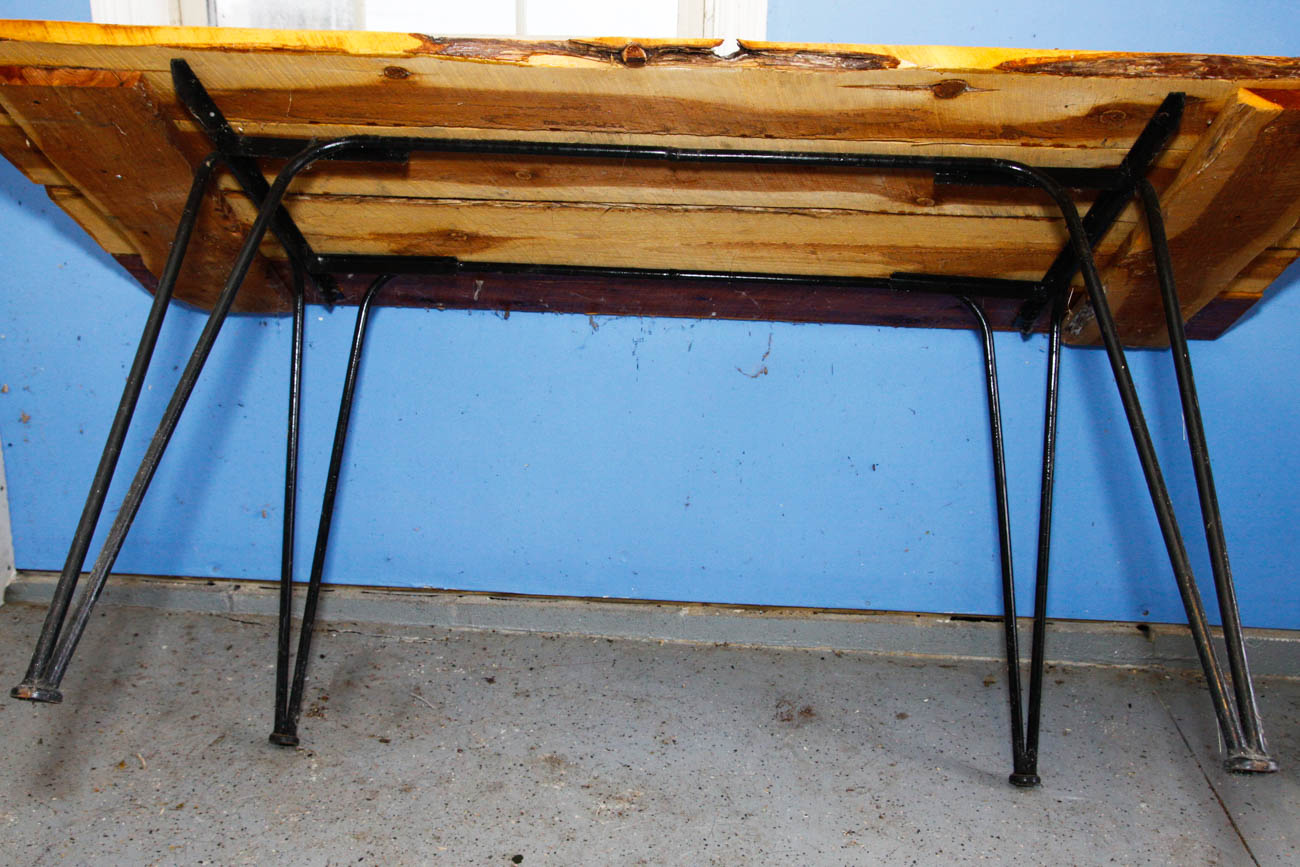 Hickory Wood Hairpin Leg Table