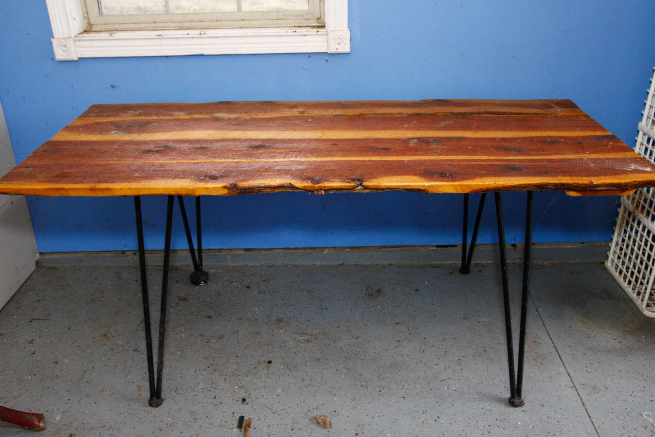 Hickory Wood Hairpin Leg Table