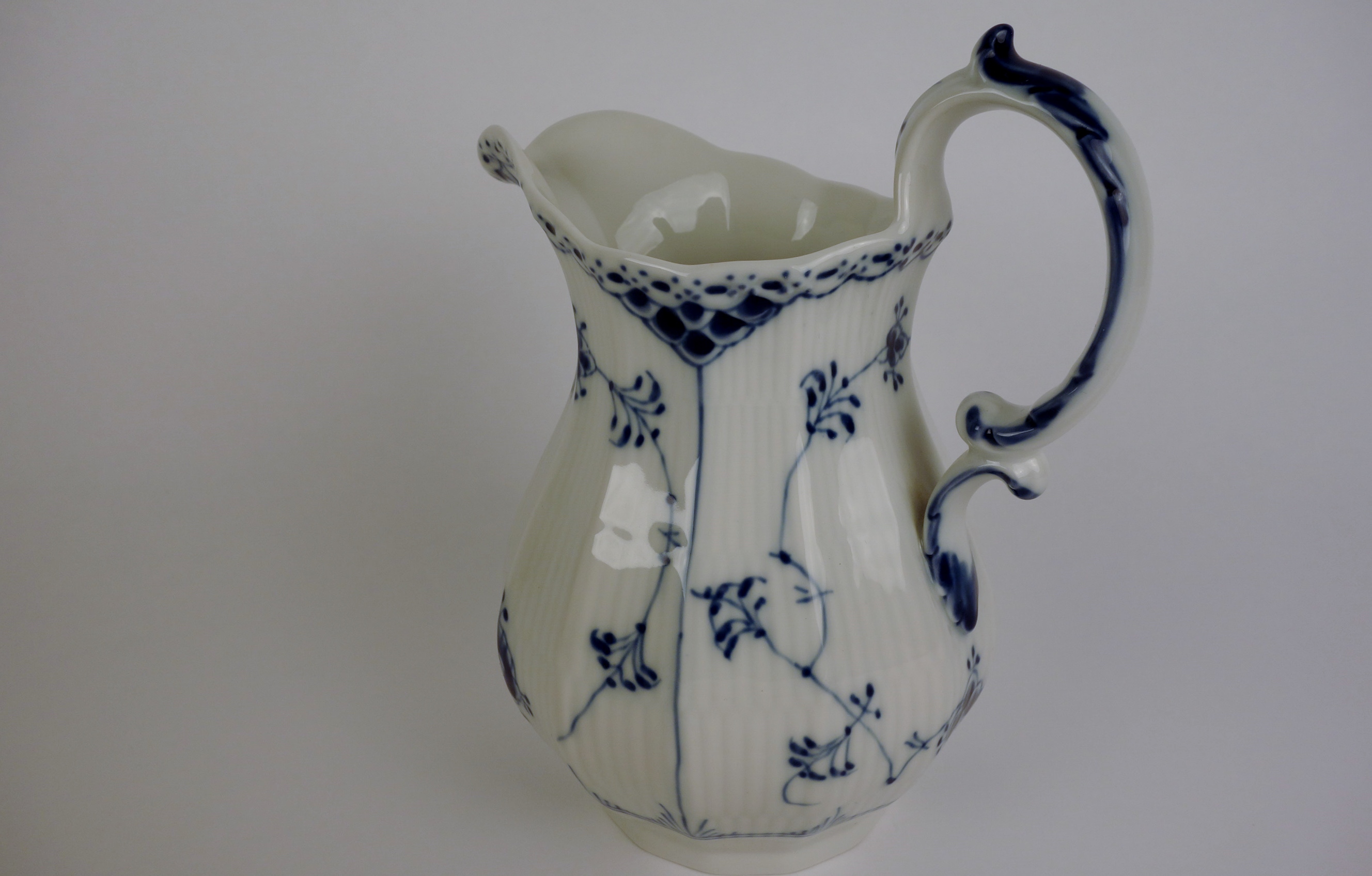 Vintage Royal Copenhagen Blue Fluted Half Lace Porcelain Pitcher
