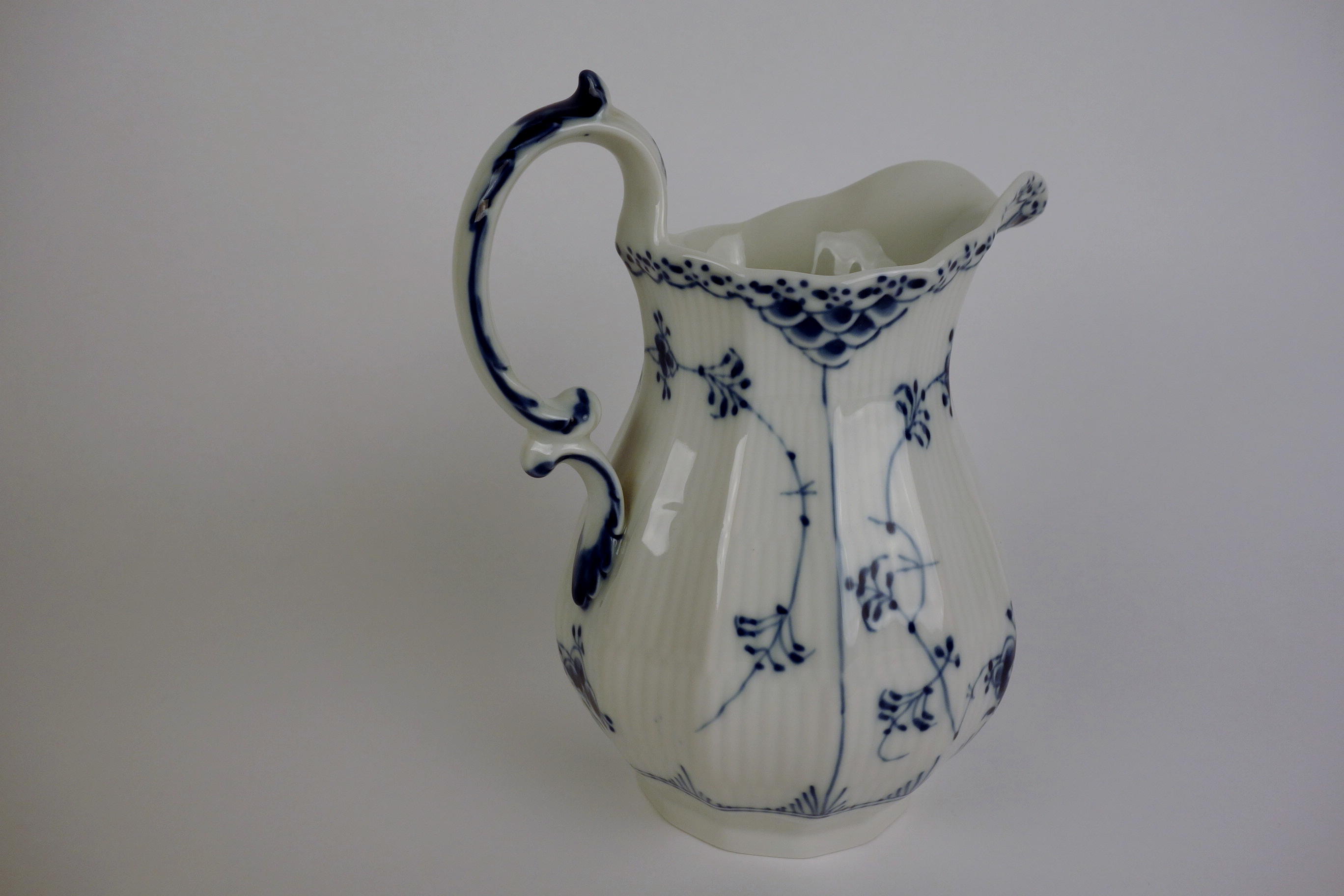 Vintage Royal Copenhagen Blue Fluted Half Lace Porcelain Pitcher