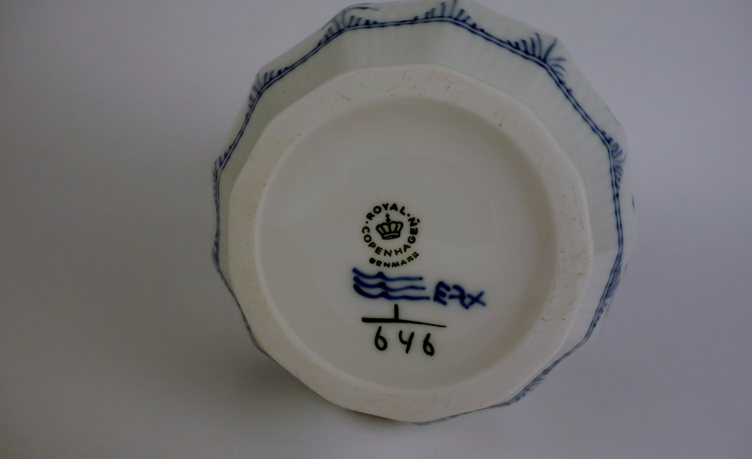 Vintage Royal Copenhagen Blue Fluted Half Lace Porcelain Pitcher