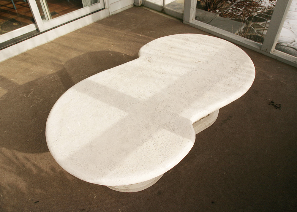 Cement and Wrought Iron Patio Coffee Table