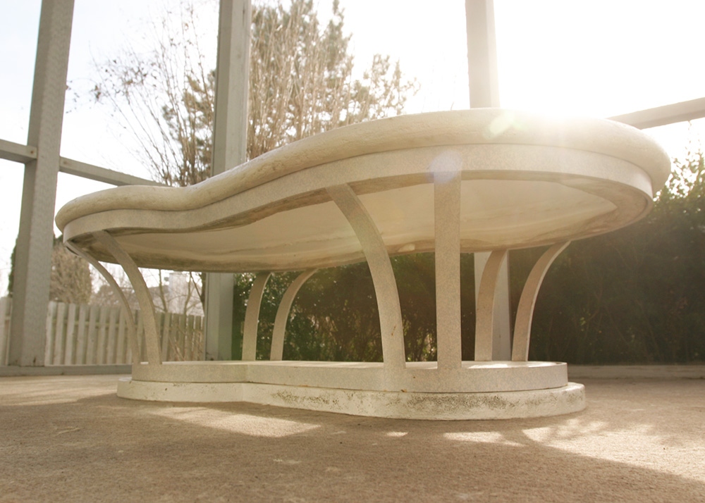 Cement and Wrought Iron Patio Coffee Table