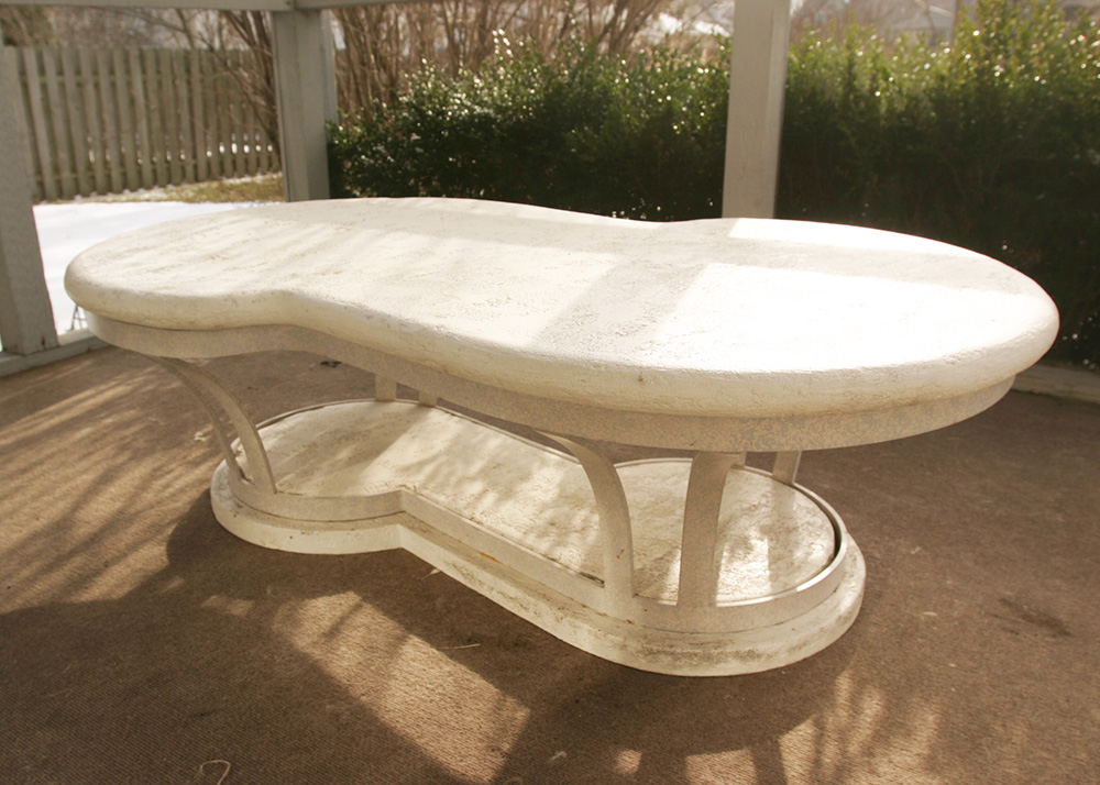 Cement and Wrought Iron Patio Coffee Table