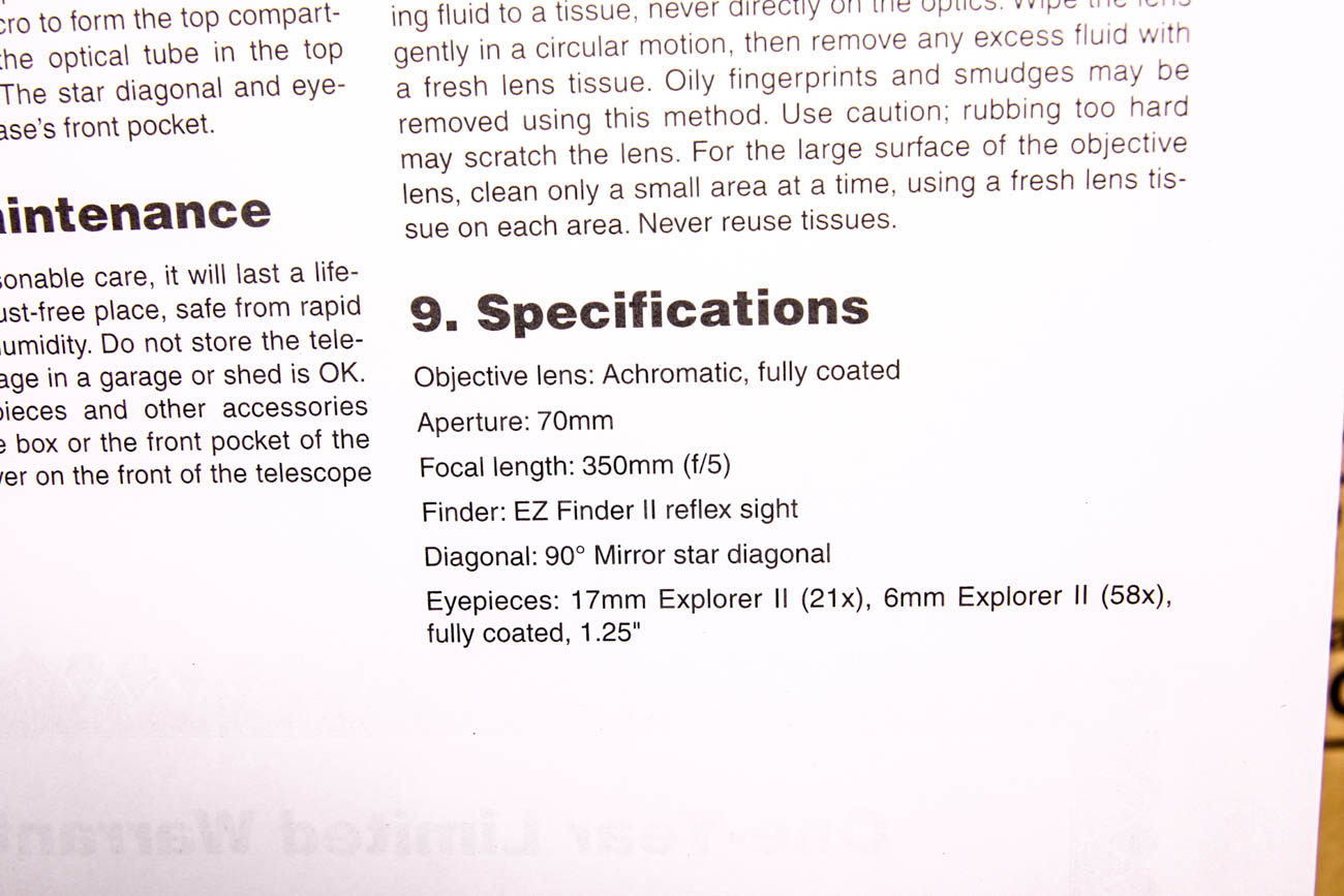 Orion Tabletop Equartorial Refracting Telescope