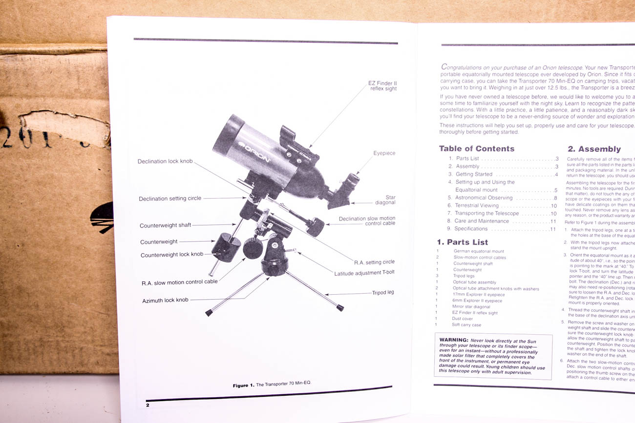 Orion Tabletop Equartorial Refracting Telescope