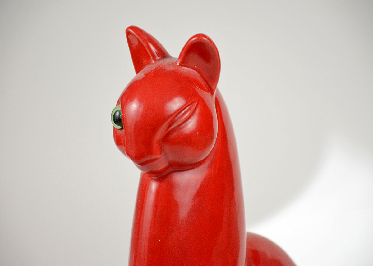 Royal Haeger Red Ceramic Cat