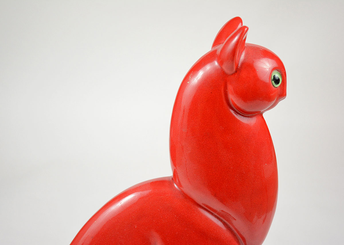 Royal Haeger Red Ceramic Cat