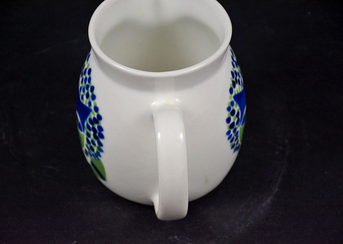 1960 Kaj Franck Blue and Green Ceramic Cat Pitcher