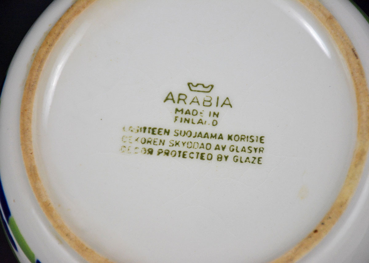 1960 Kaj Franck Blue and Green Ceramic Cat Pitcher