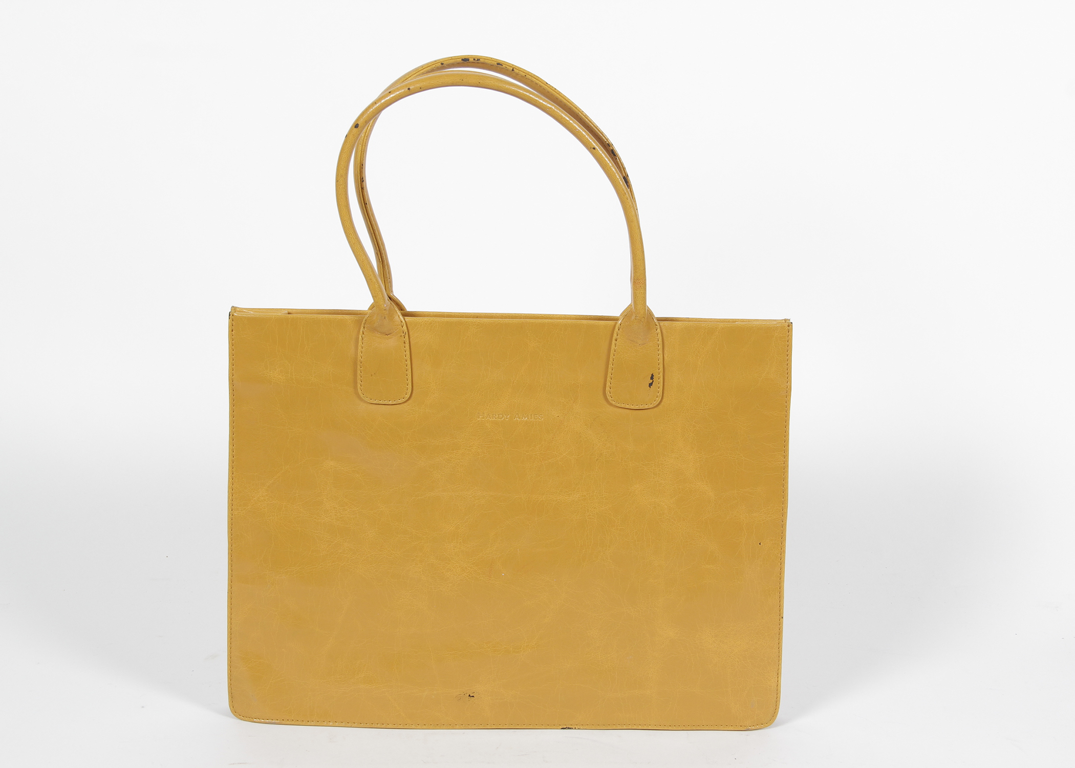 Vintage Hardy Amies Mustard Leather Tote Bag