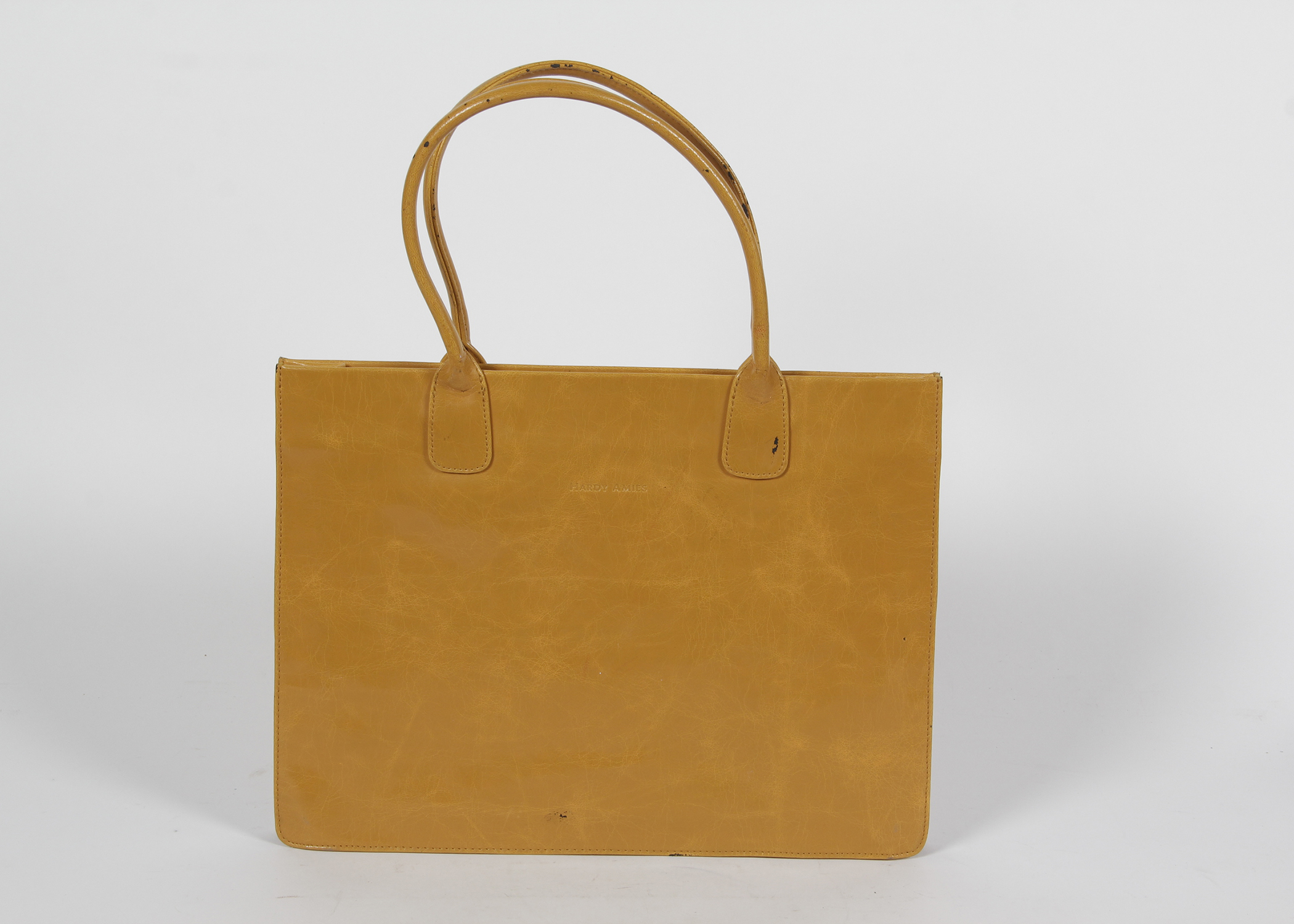 Vintage Hardy Amies Mustard Leather Tote Bag