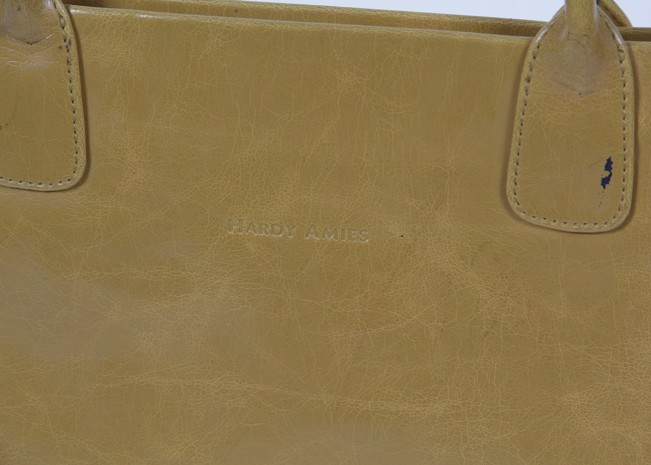 Vintage Hardy Amies Mustard Leather Tote Bag