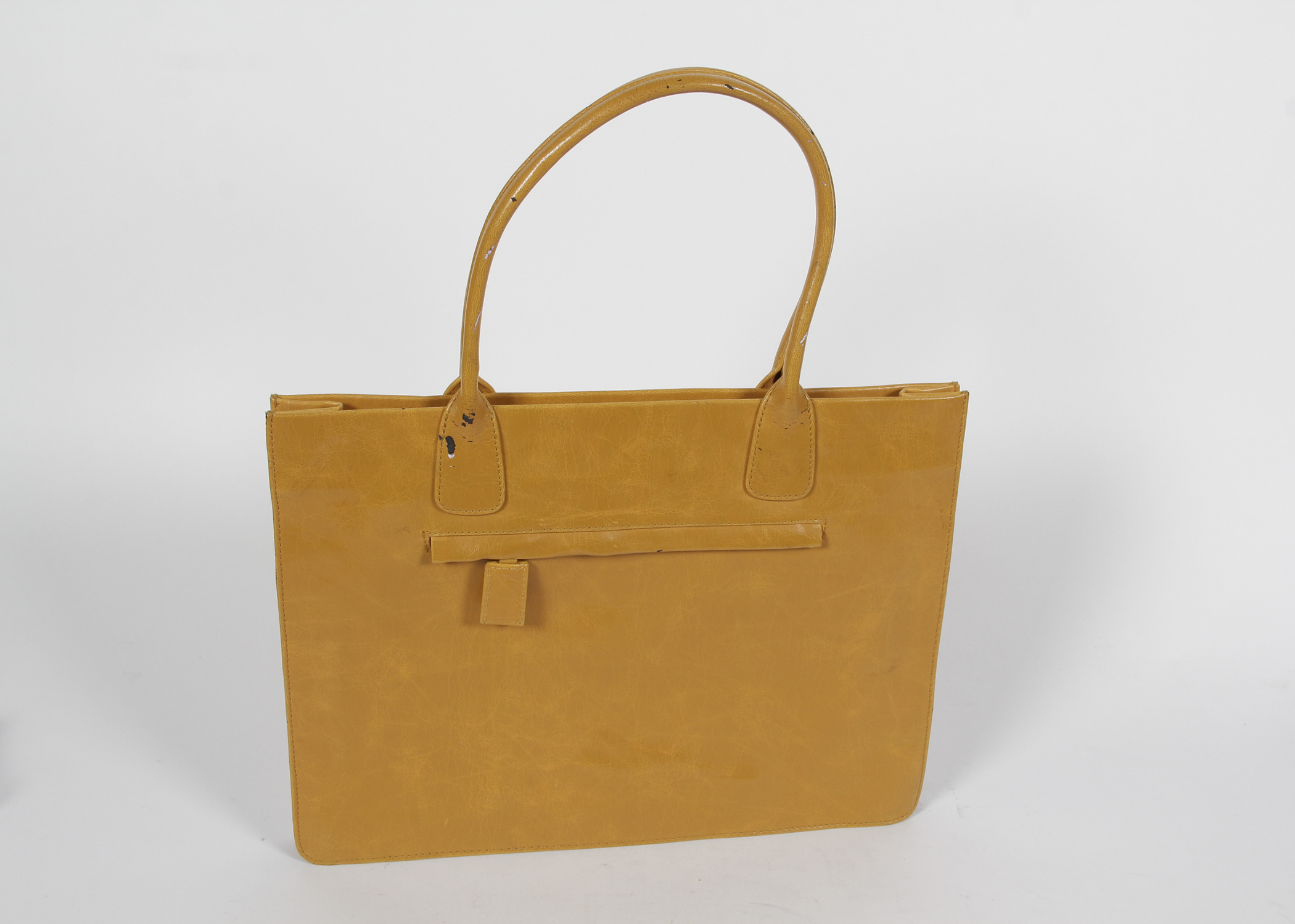 Vintage Hardy Amies Mustard Leather Tote Bag