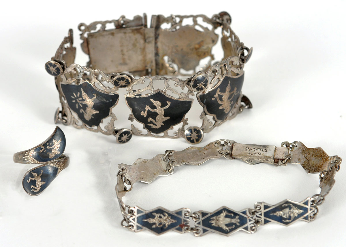 Siam Sterling Bracelet and Ring Set