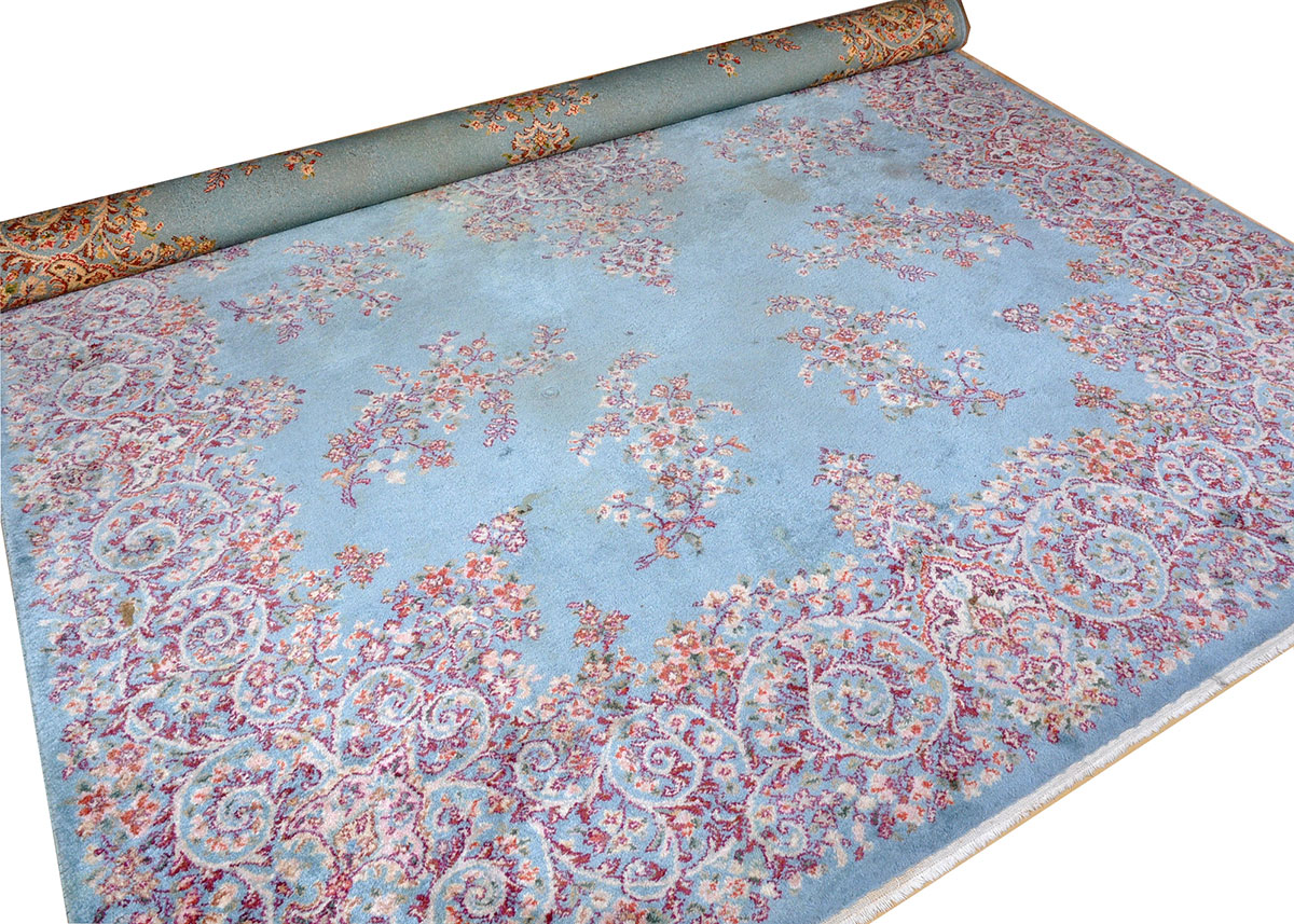 Large Blue Ornate Area Rug