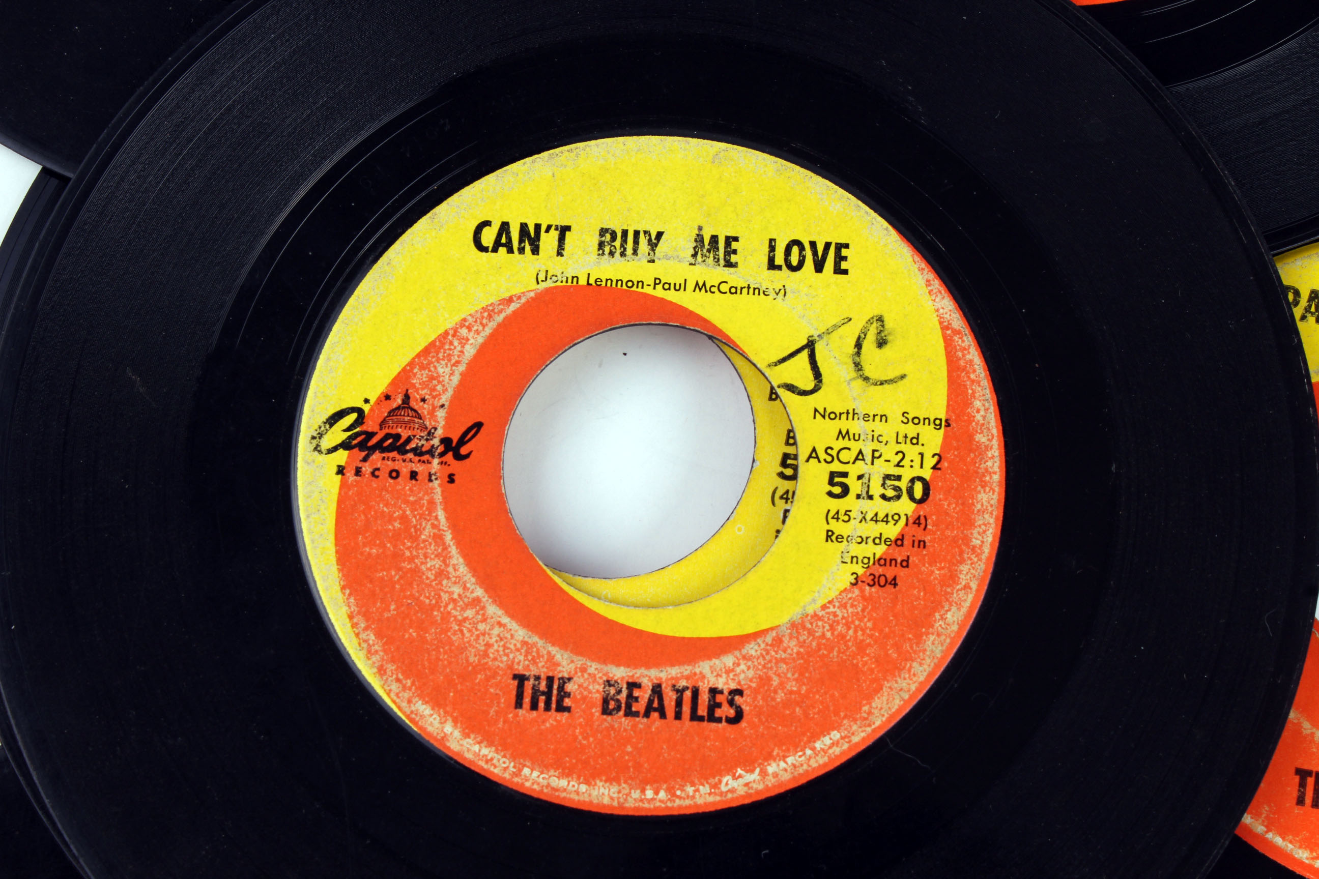 Collection of Vintage Beatles 45 Vinyl Records