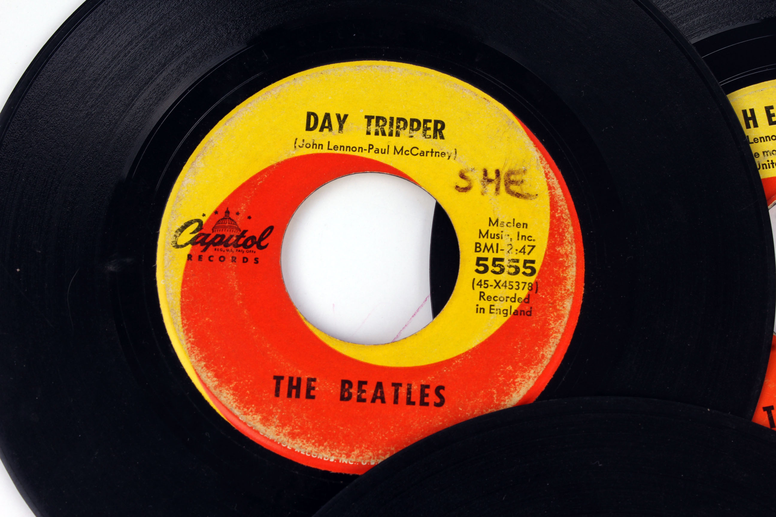 Collection of Vintage Beatles 45 Vinyl Records