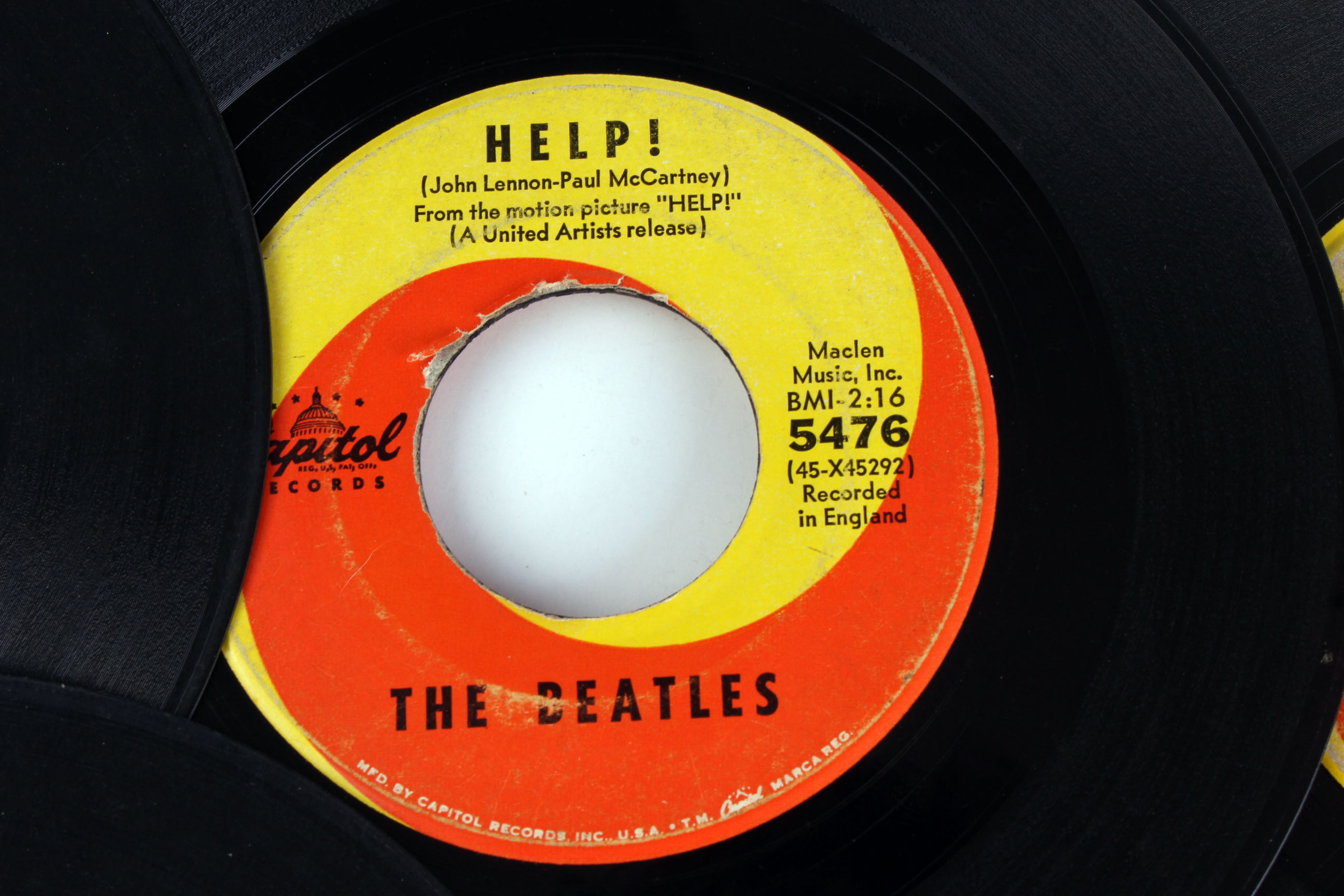 Collection of Vintage Beatles 45 Vinyl Records