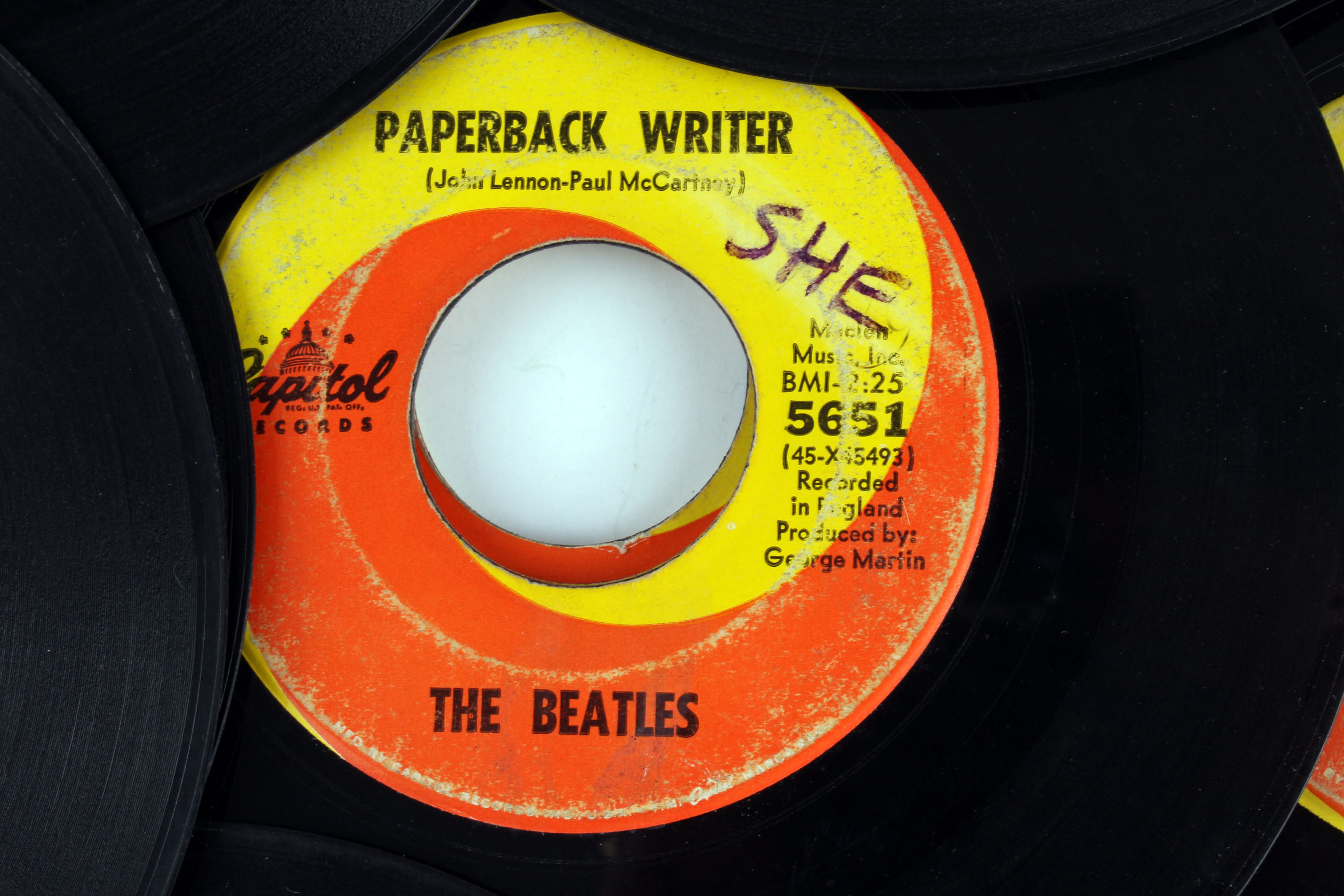 Collection of Vintage Beatles 45 Vinyl Records