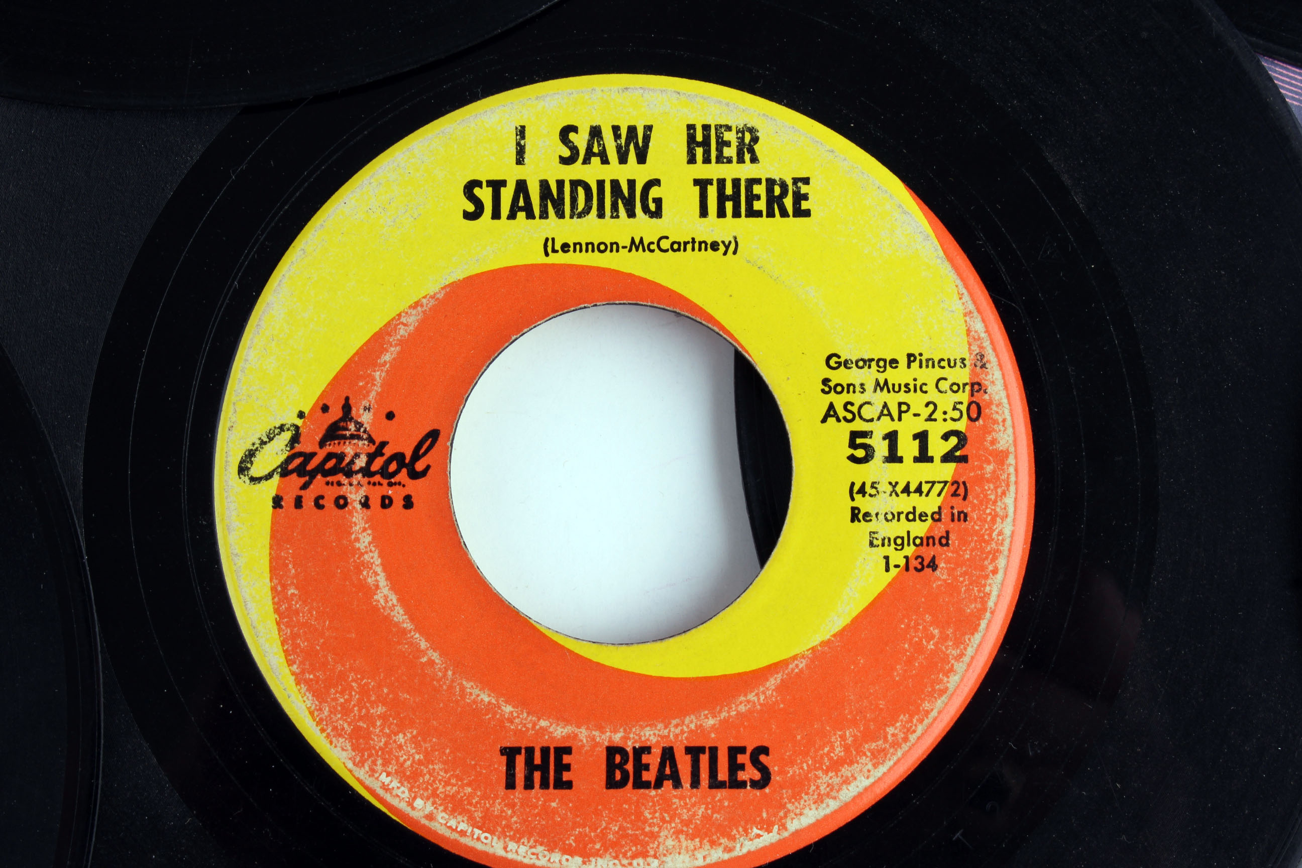 Collection of Vintage Beatles 45 Vinyl Records