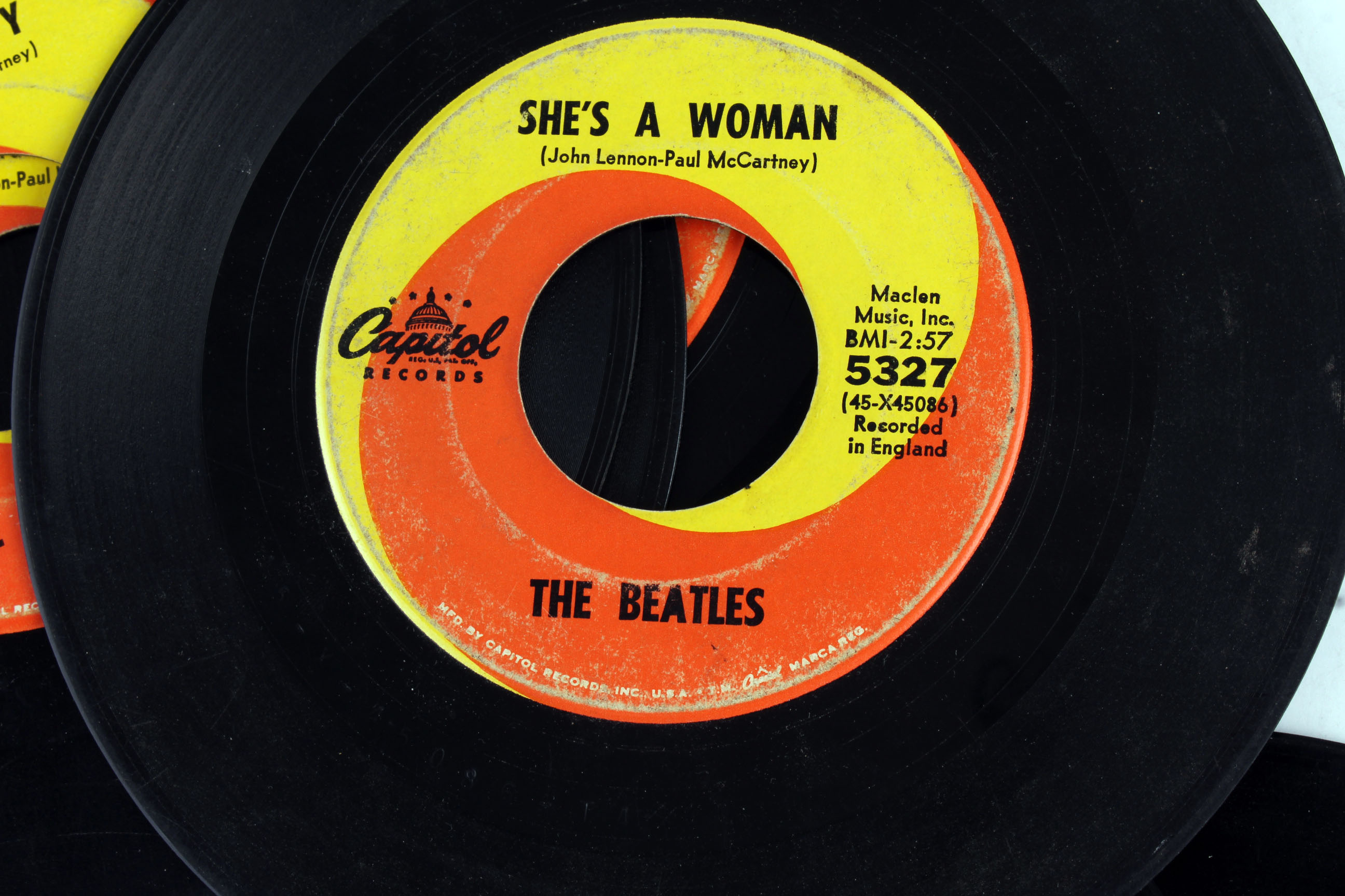 Collection of Vintage Beatles 45 Vinyl Records