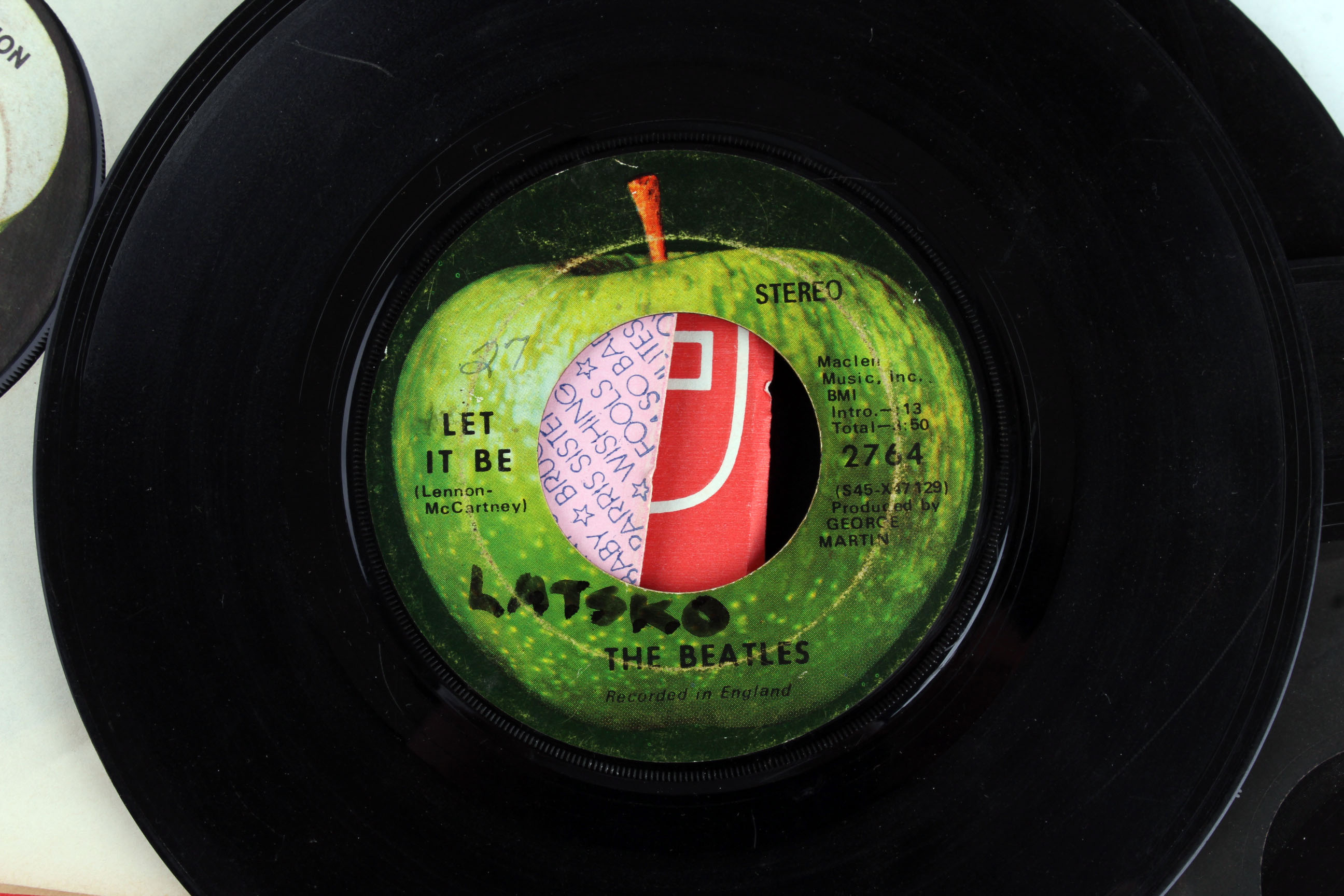 Collection of Vintage Beatles 45 Vinyl Records