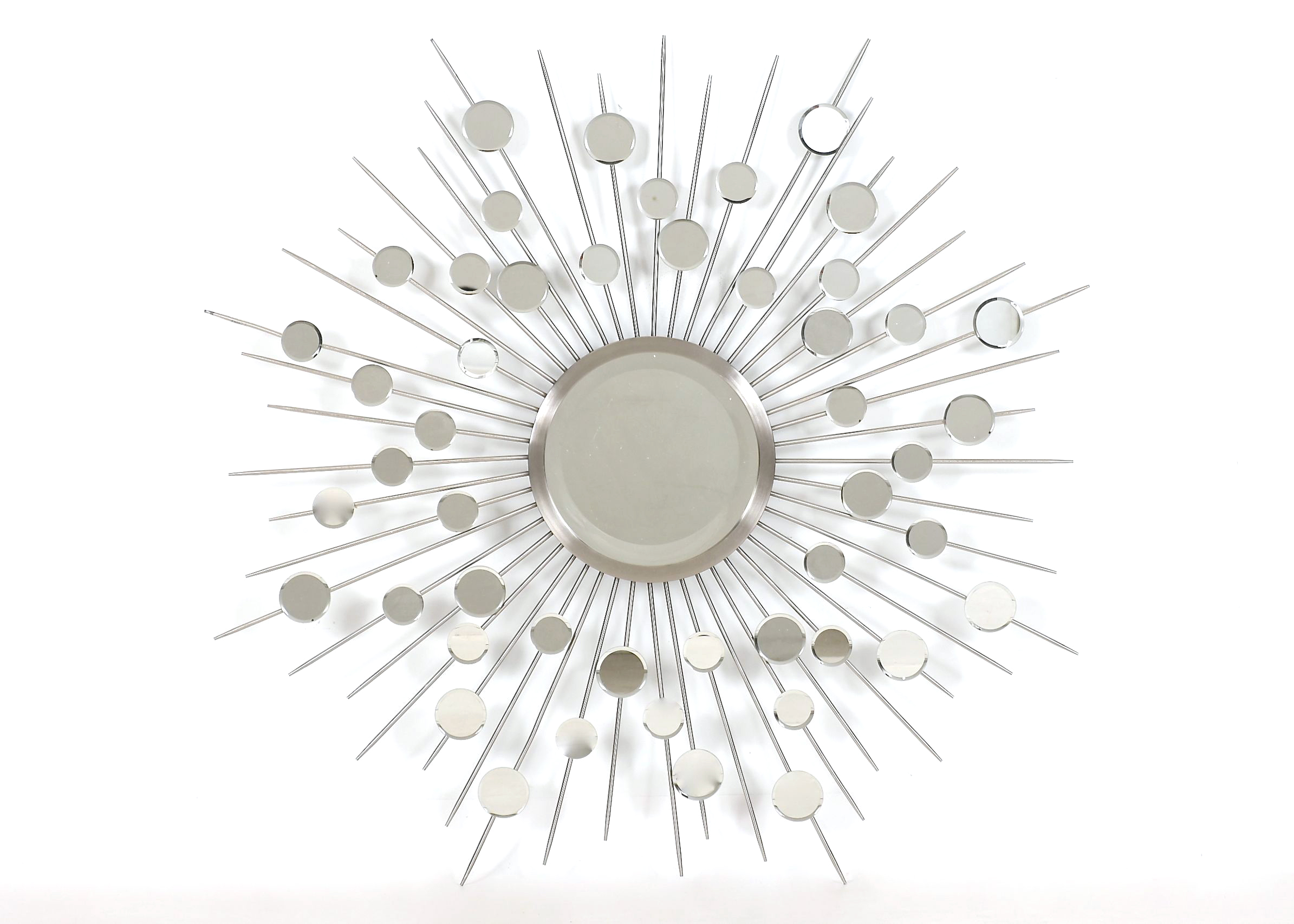 Modern Style Brushed Nickel Starburst Mirror
