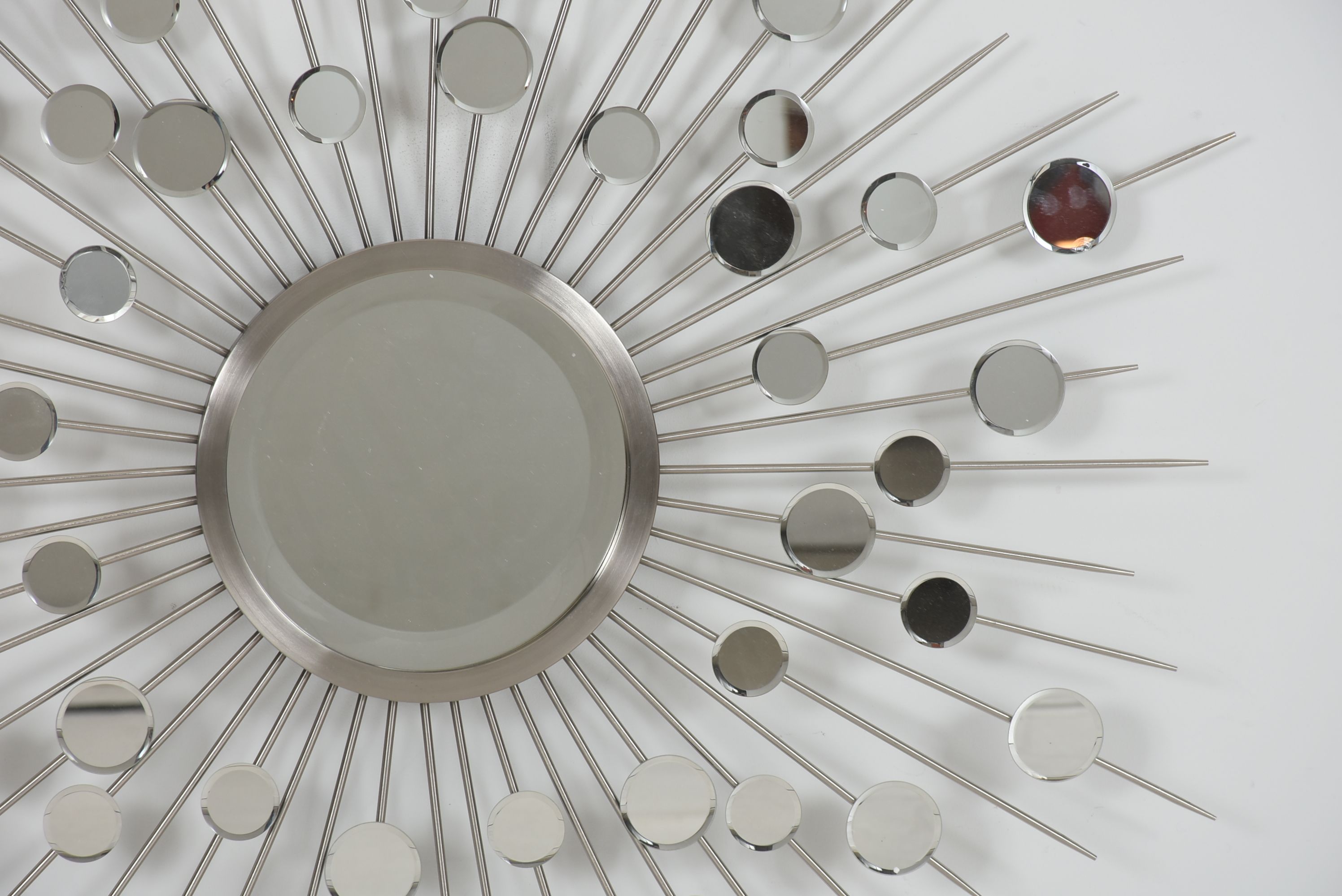 Modern Style Brushed Nickel Starburst Mirror