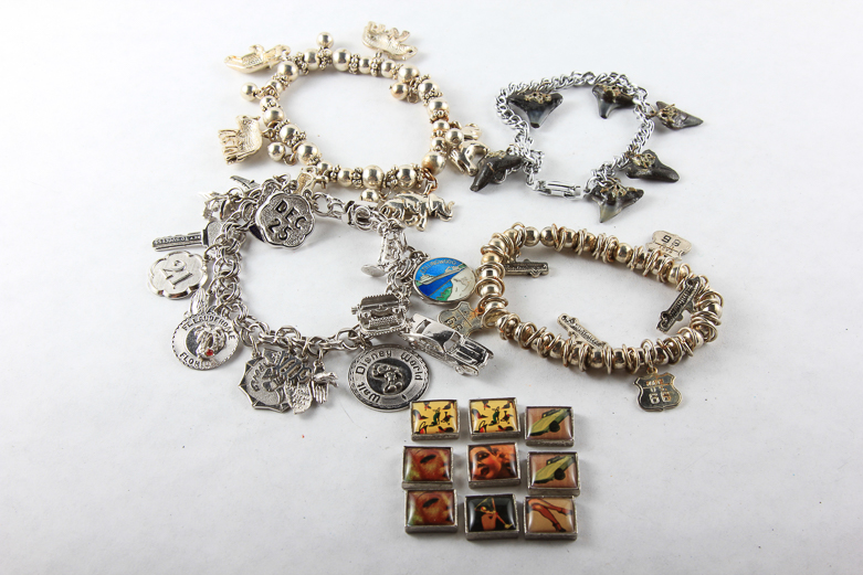 Assortment of Charm Bracelets and Charms
