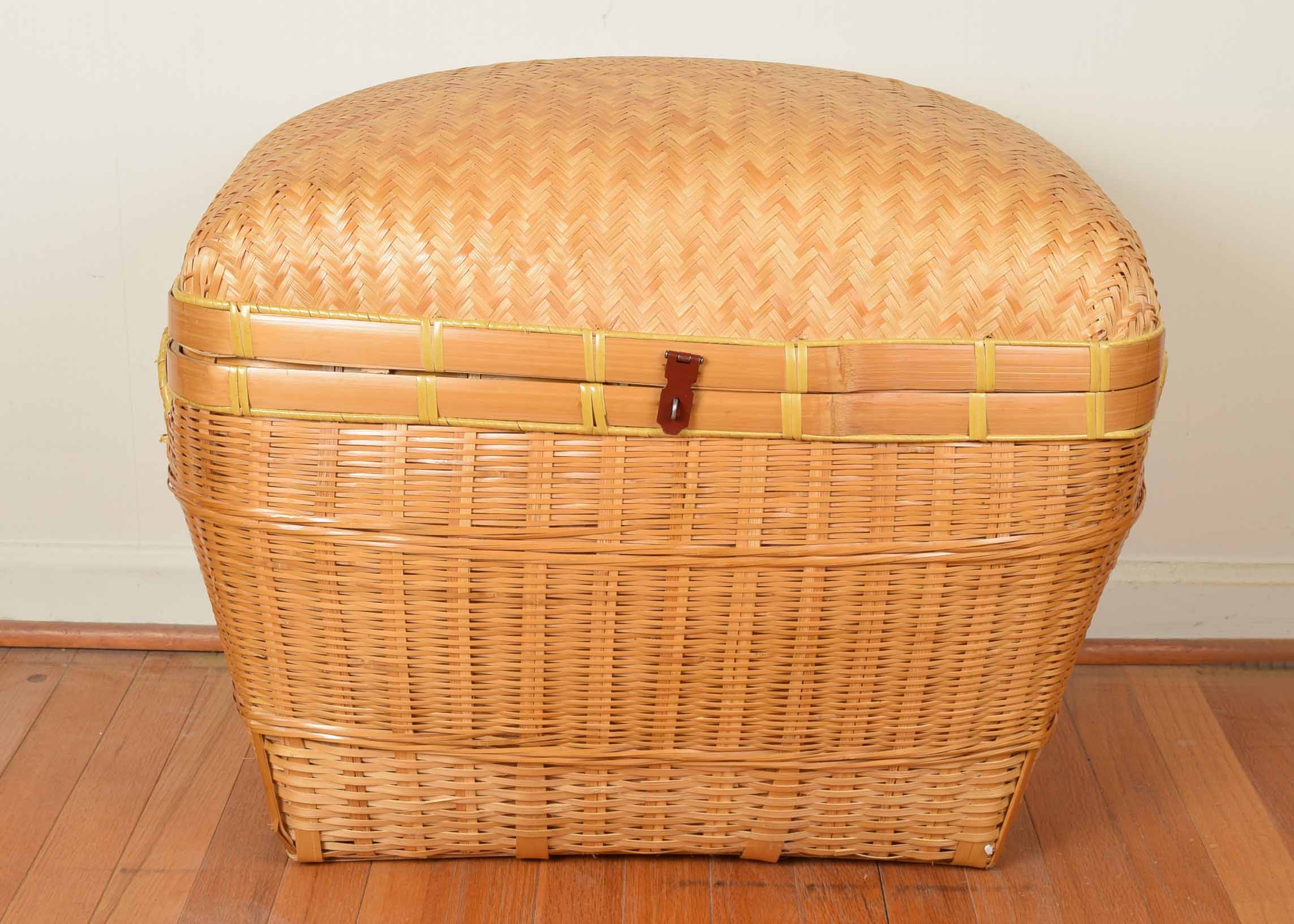 Large Domed Rattan and Wicker Trunk