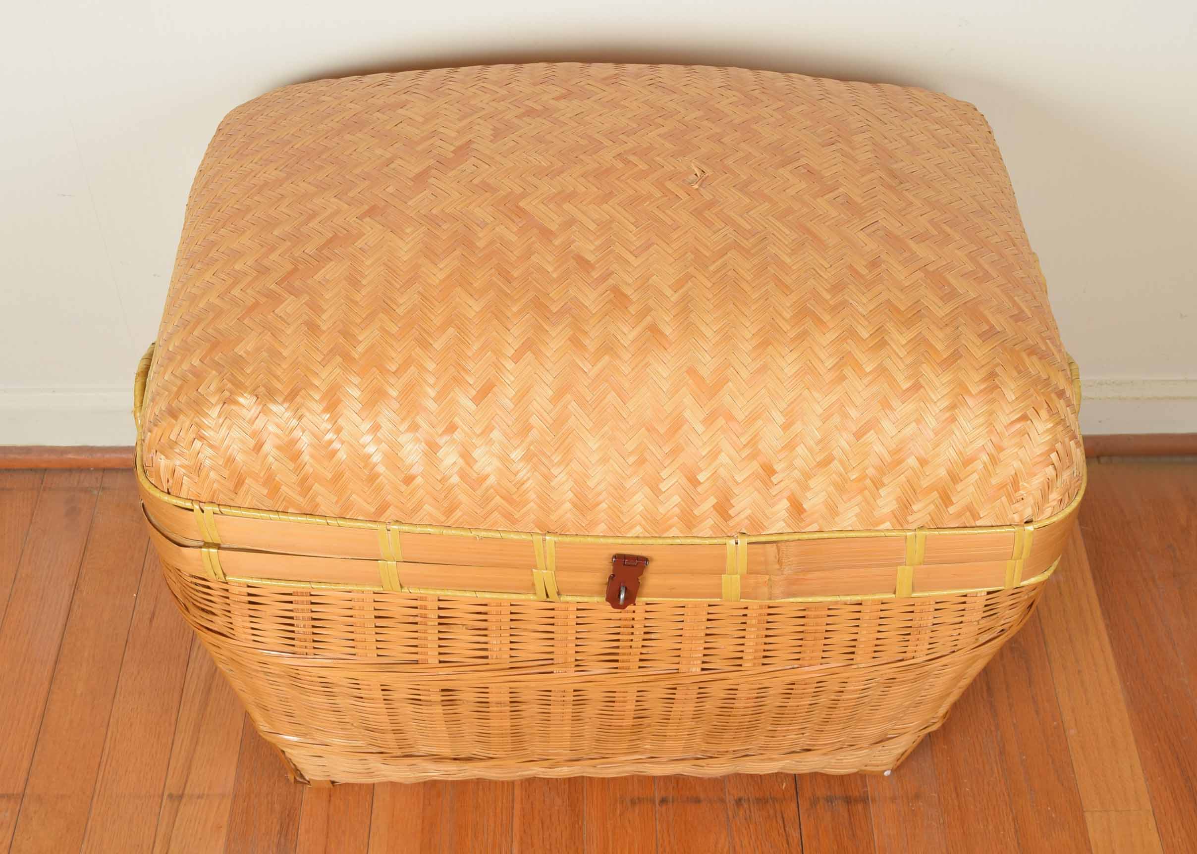 Large Domed Rattan and Wicker Trunk