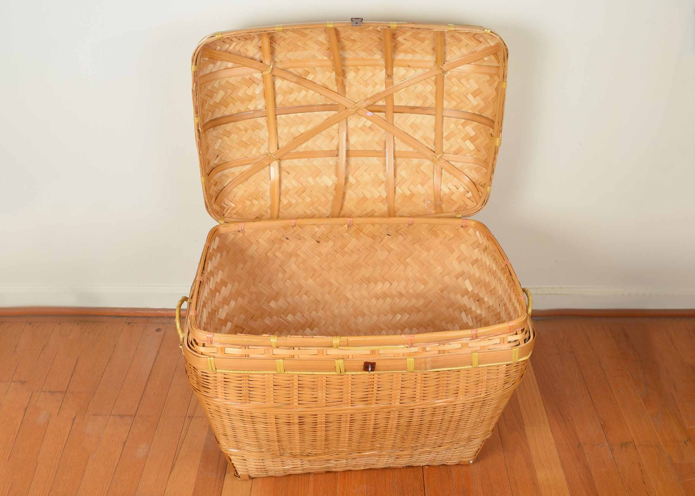 Large Domed Rattan and Wicker Trunk
