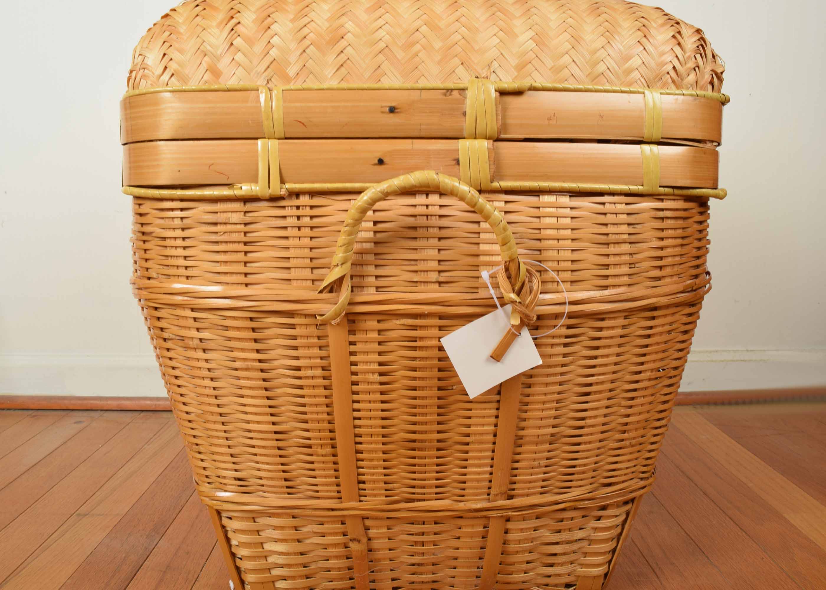 Large Domed Rattan and Wicker Trunk