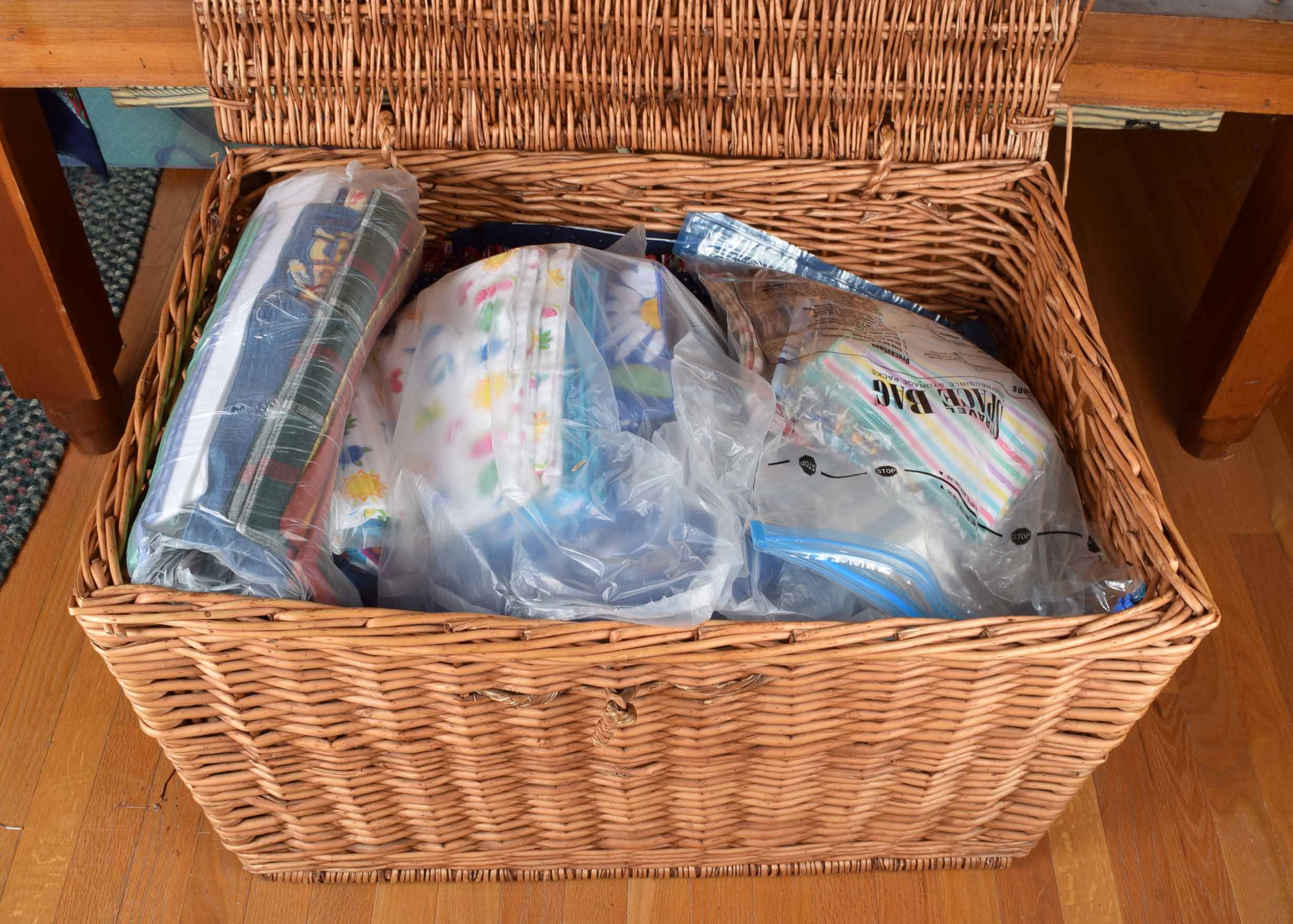 Wicker Trunk of Table Linens