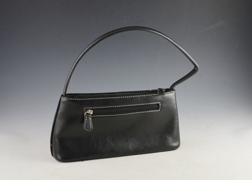 Prada Black Handbag With White Top Stitching