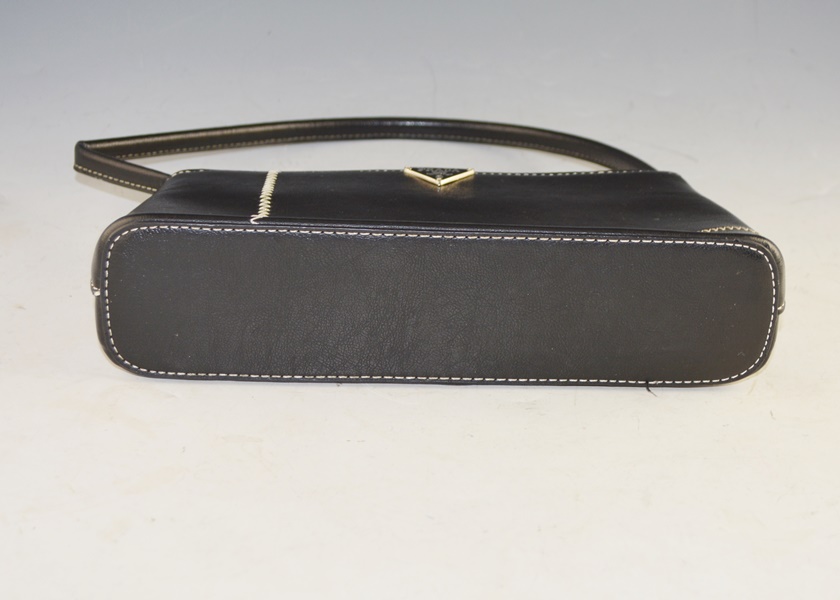 Prada Black Handbag With White Top Stitching