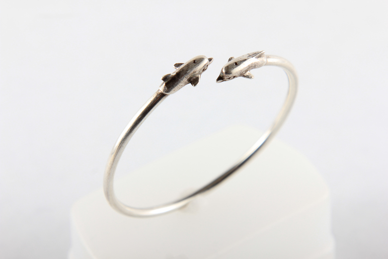 Sterling Silver Dolphin Cuff Bracelet