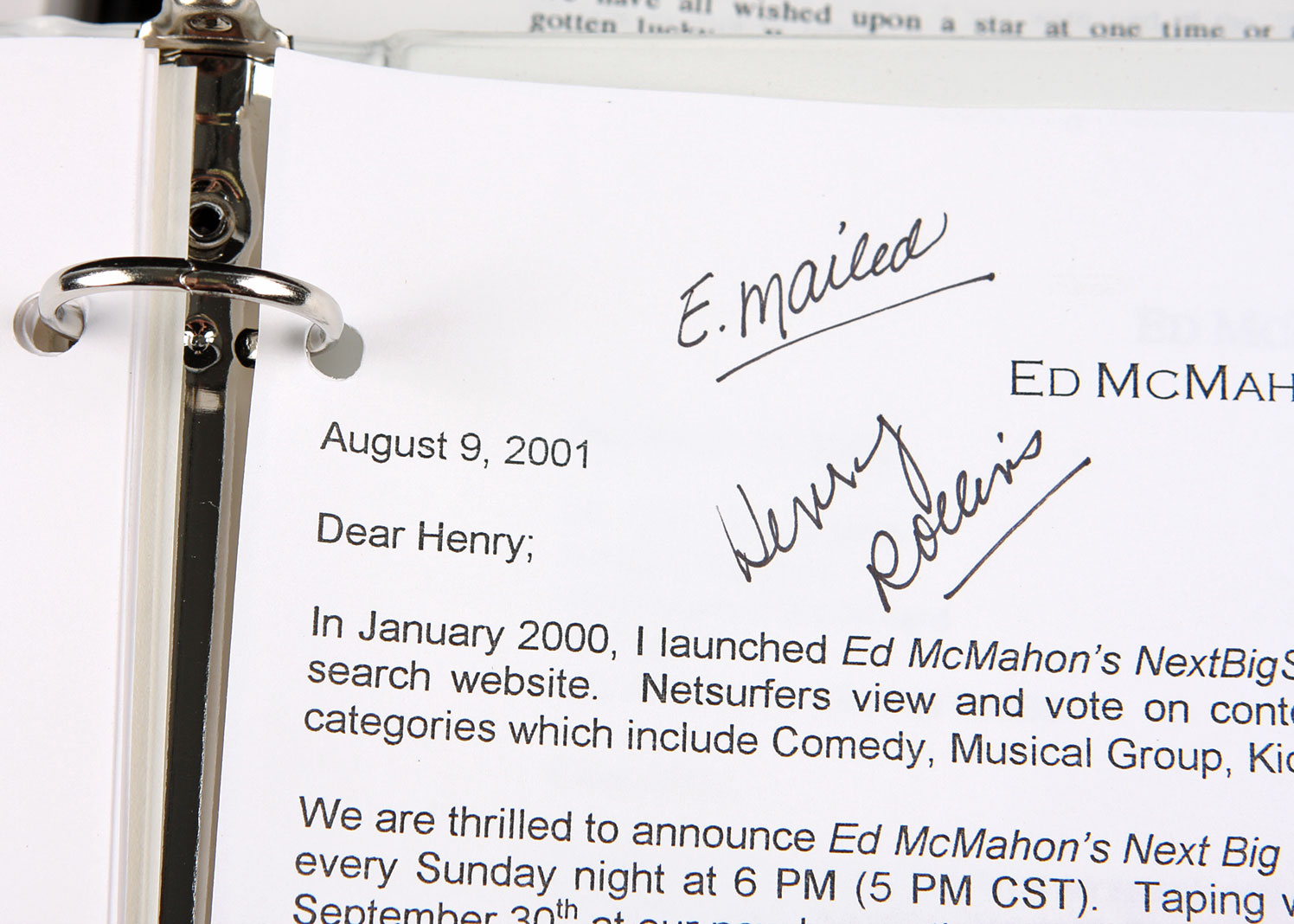 Ed McMahon's Correspondance Letters