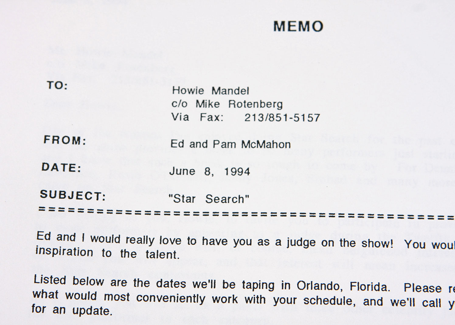 Ed McMahon's Correspondance Letters