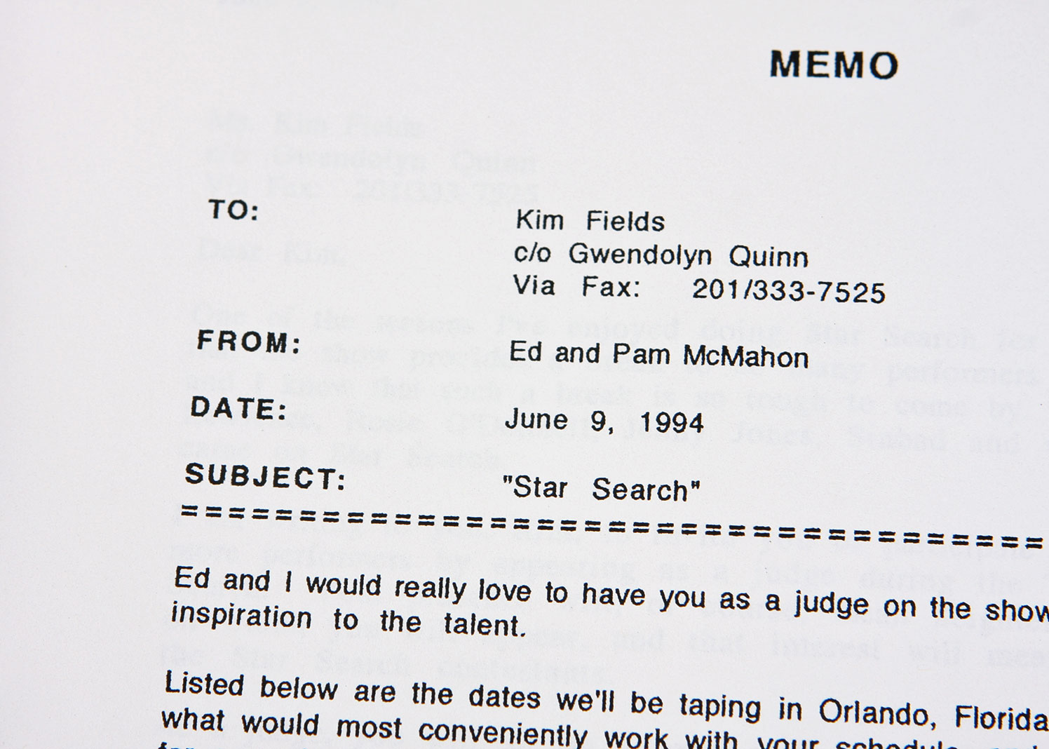 Ed McMahon's Correspondance Letters