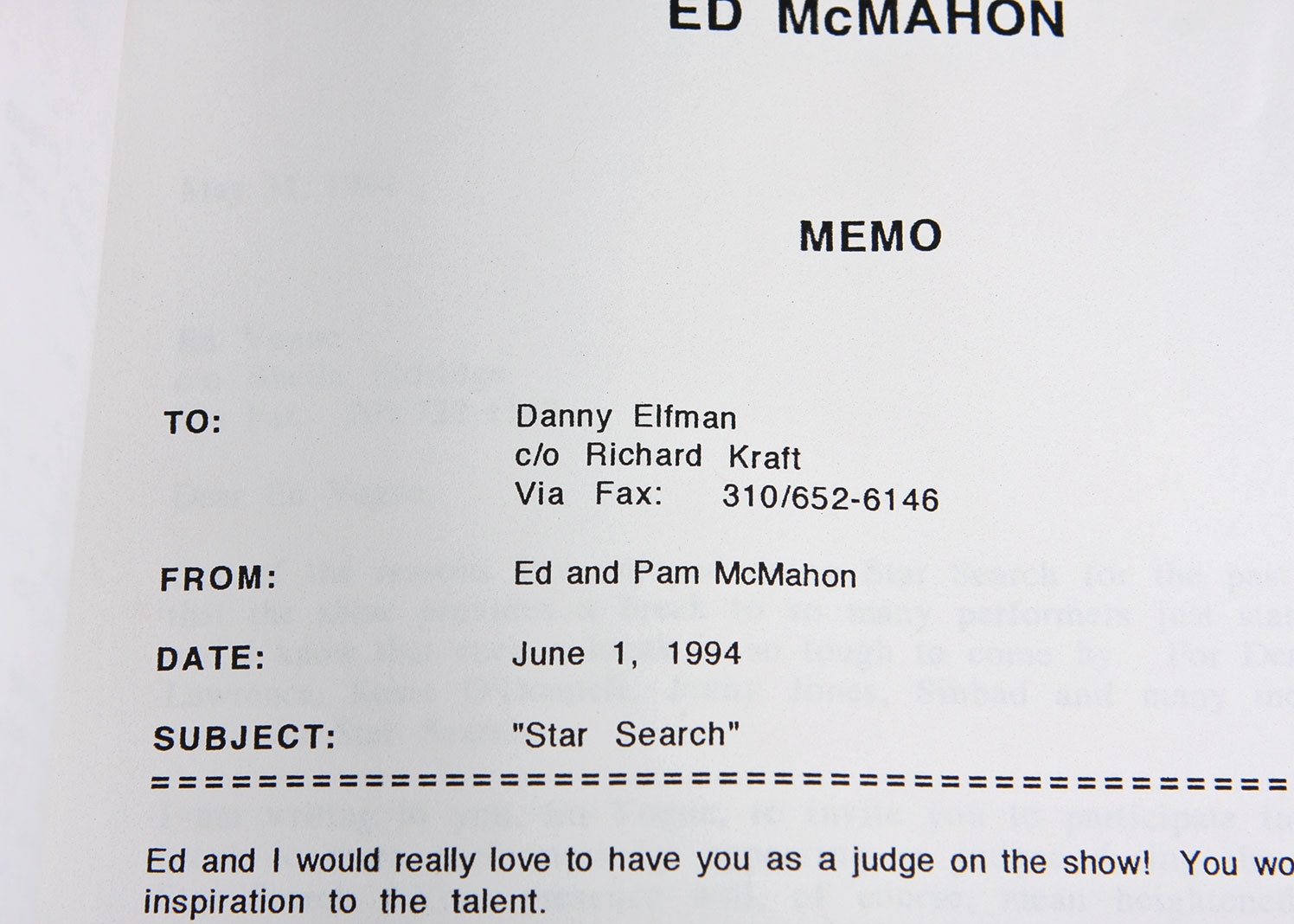 Ed McMahon's Correspondance Letters