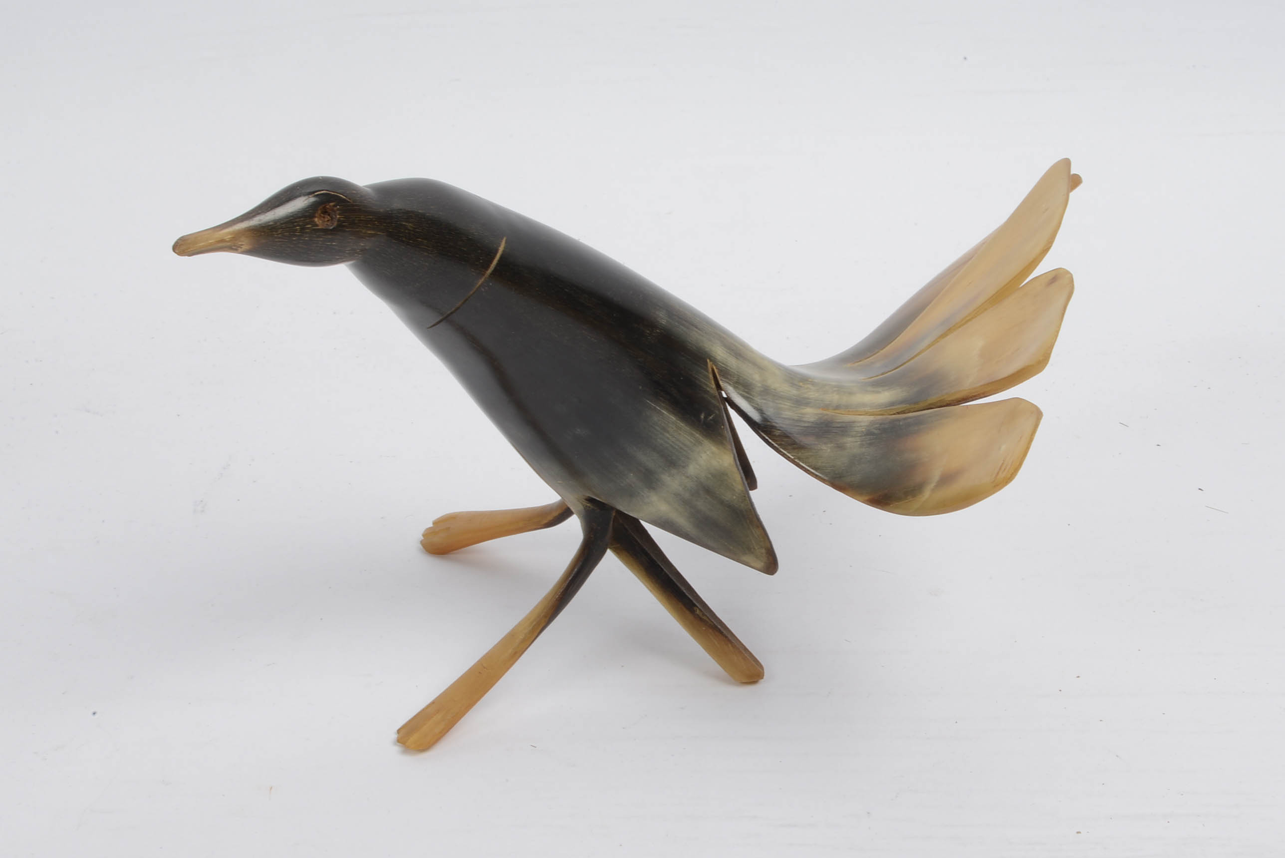 Pair of Vintage Horn Carved Birds