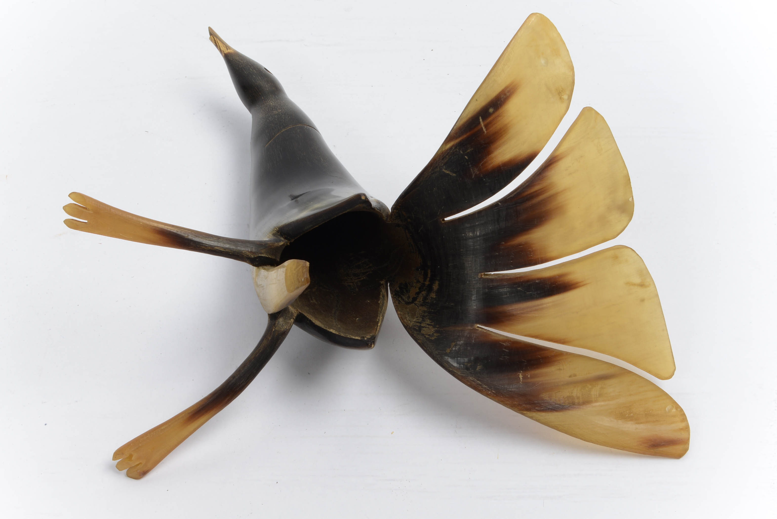 Pair of Vintage Horn Carved Birds