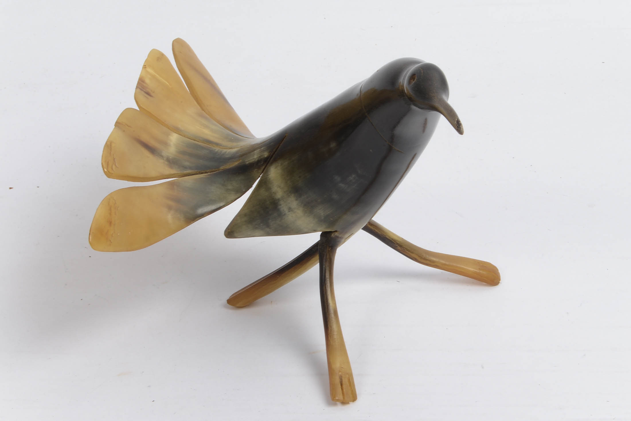 Pair of Vintage Horn Carved Birds