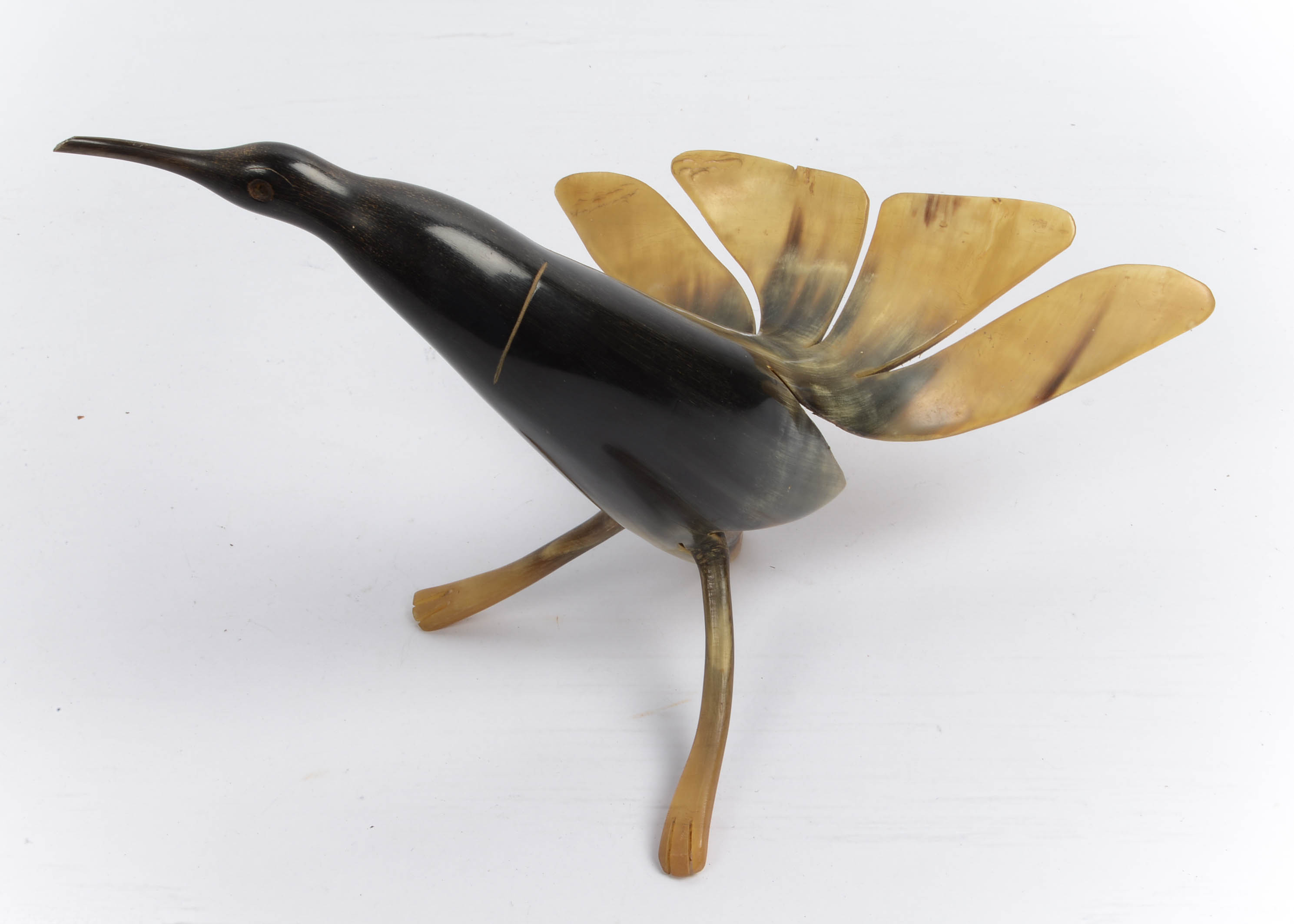 Pair of Vintage Horn Carved Birds