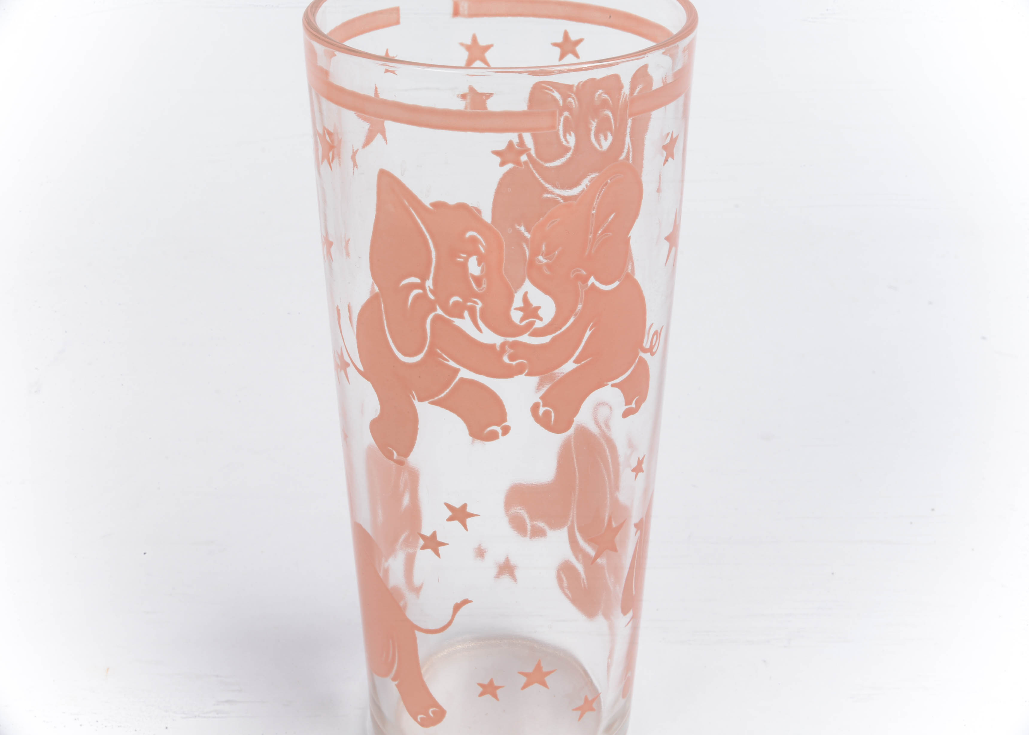 Set of Six Hazel Atlas Mid Century Pink Elephant Glasses