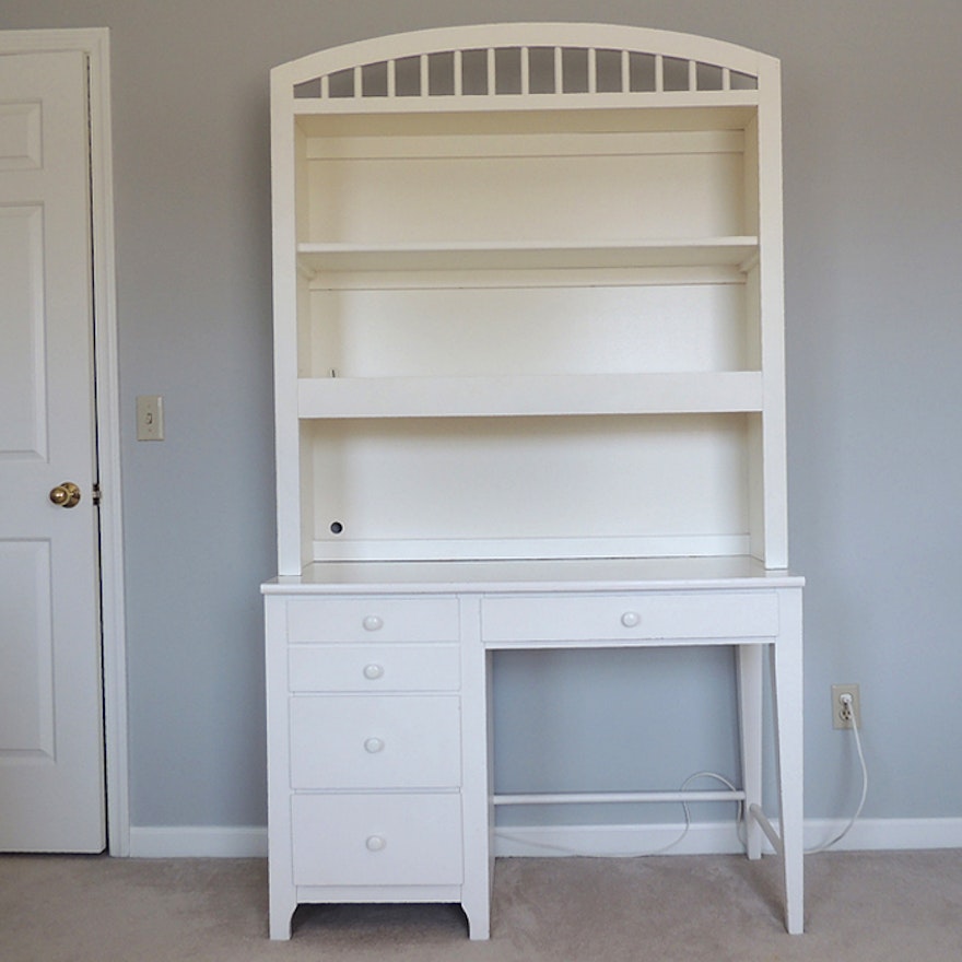 White Youth Desk with Lighted Hutch by Stanley Furniture